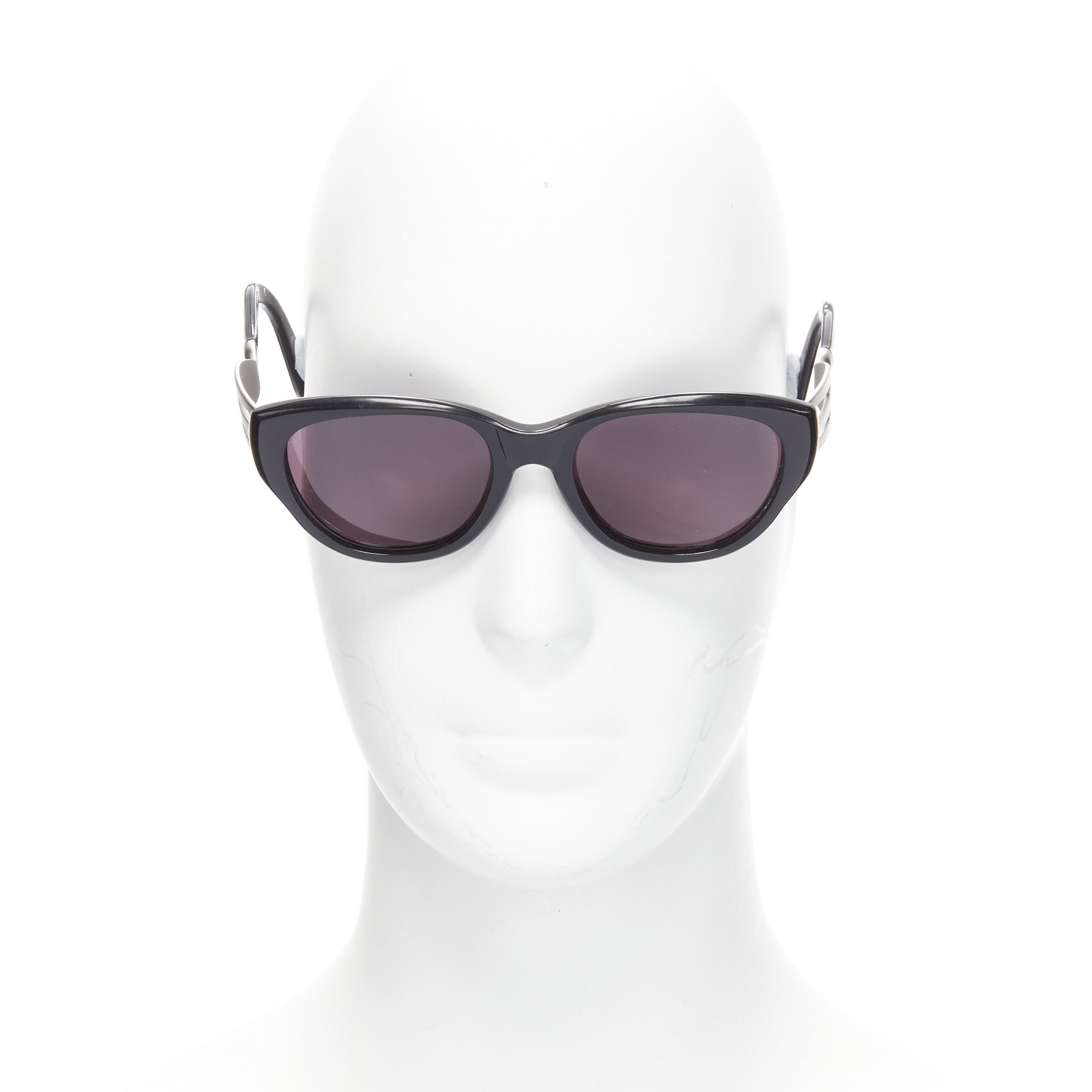Jean Paul Gaultier rare JEAN PAUL GAULTIER Vintage 56-3 silver fork temple black acetate sunglasses Size ONE SIZE - 2 Thumbnail