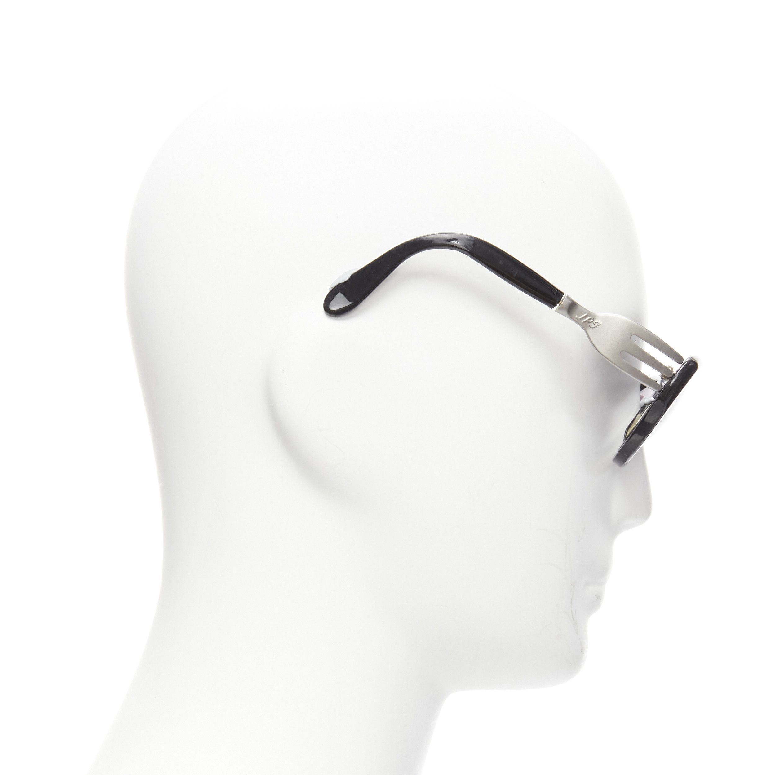 Jean Paul Gaultier rare JEAN PAUL GAULTIER Vintage 56-3 silver fork temple black acetate sunglasses Size ONE SIZE - 3 Thumbnail