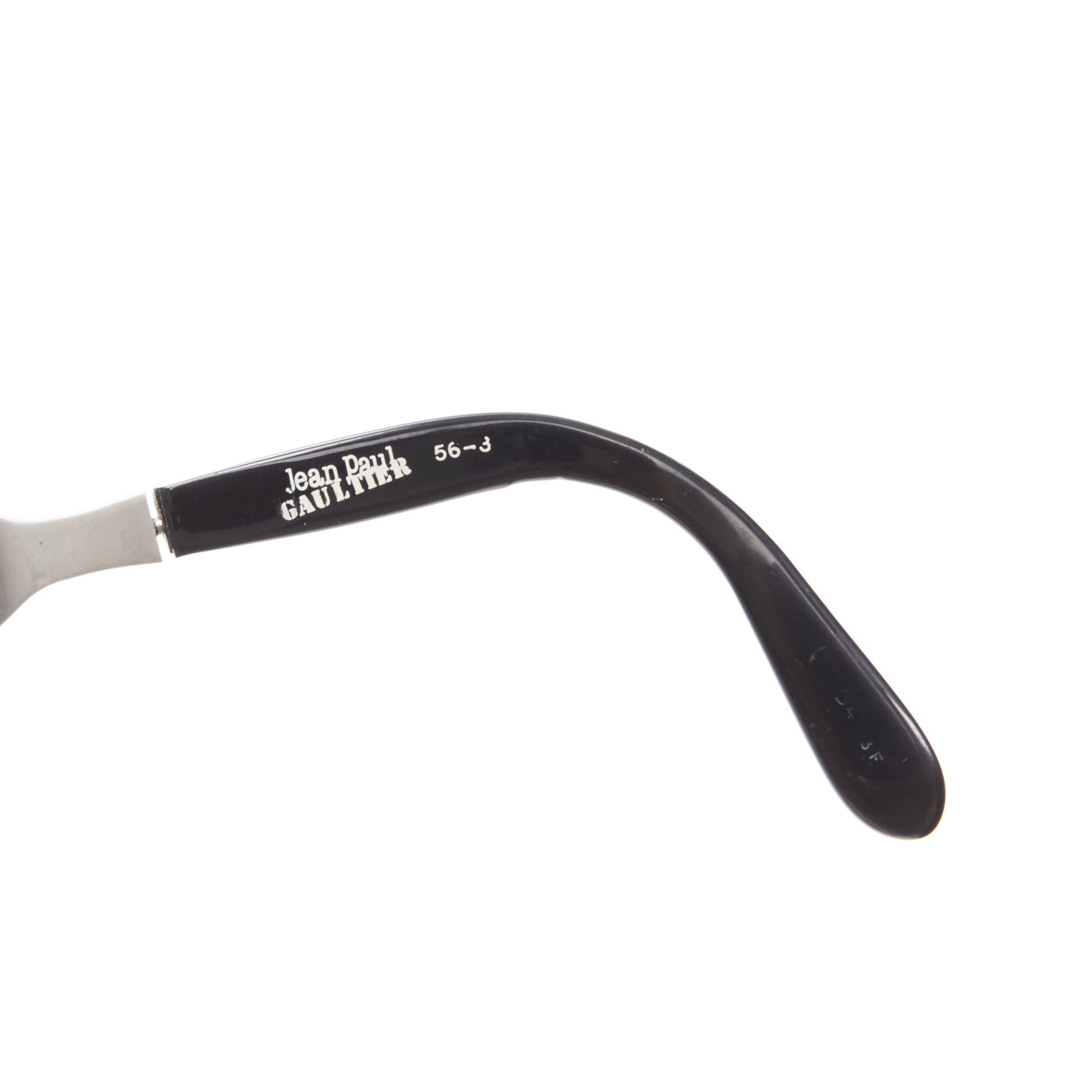 Jean Paul Gaultier rare JEAN PAUL GAULTIER Vintage 56-3 silver fork temple black acetate sunglasses Size ONE SIZE - 8 Thumbnail