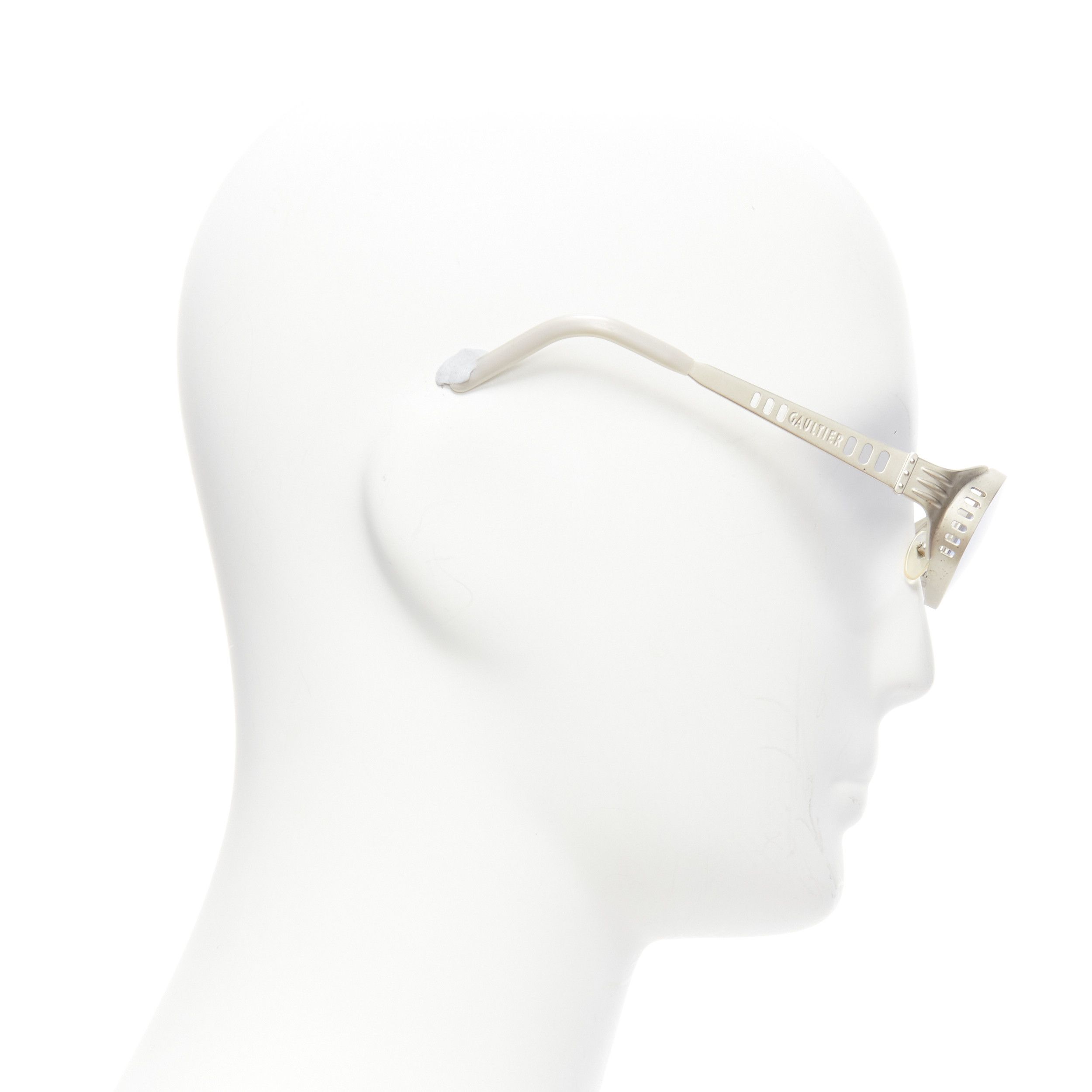 Jean Paul Gaultier rare JEAN PAUL GAULTIER Vintage 56-6102 silver steam punk blue round sunglasses Size ONE SIZE - 3 Thumbnail
