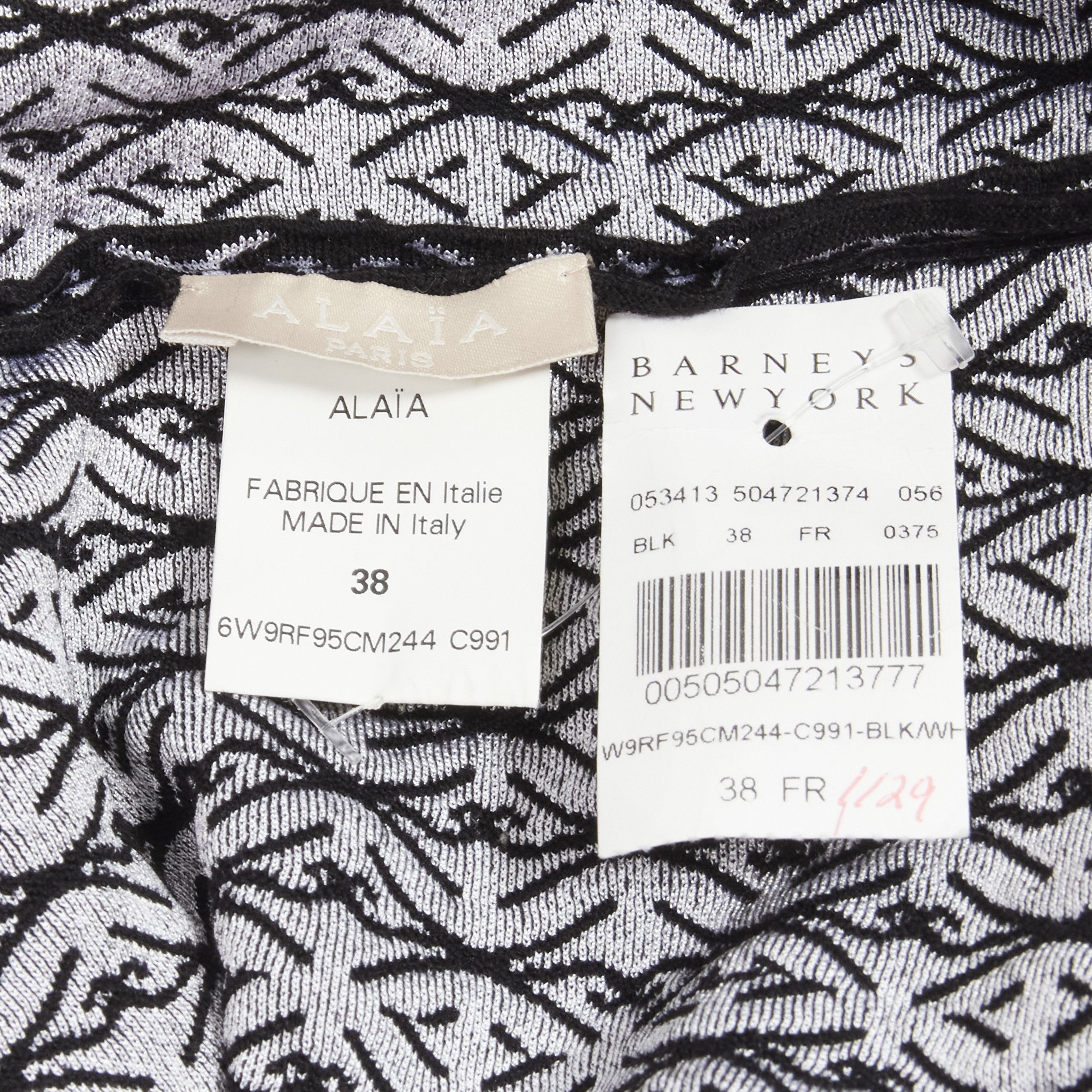 Alaia new ALAIA black white wool jacquard square neck flared hem cocktail dress FR38 M Size M / US 6-8 / IT 42-44 - 9 Thumbnail