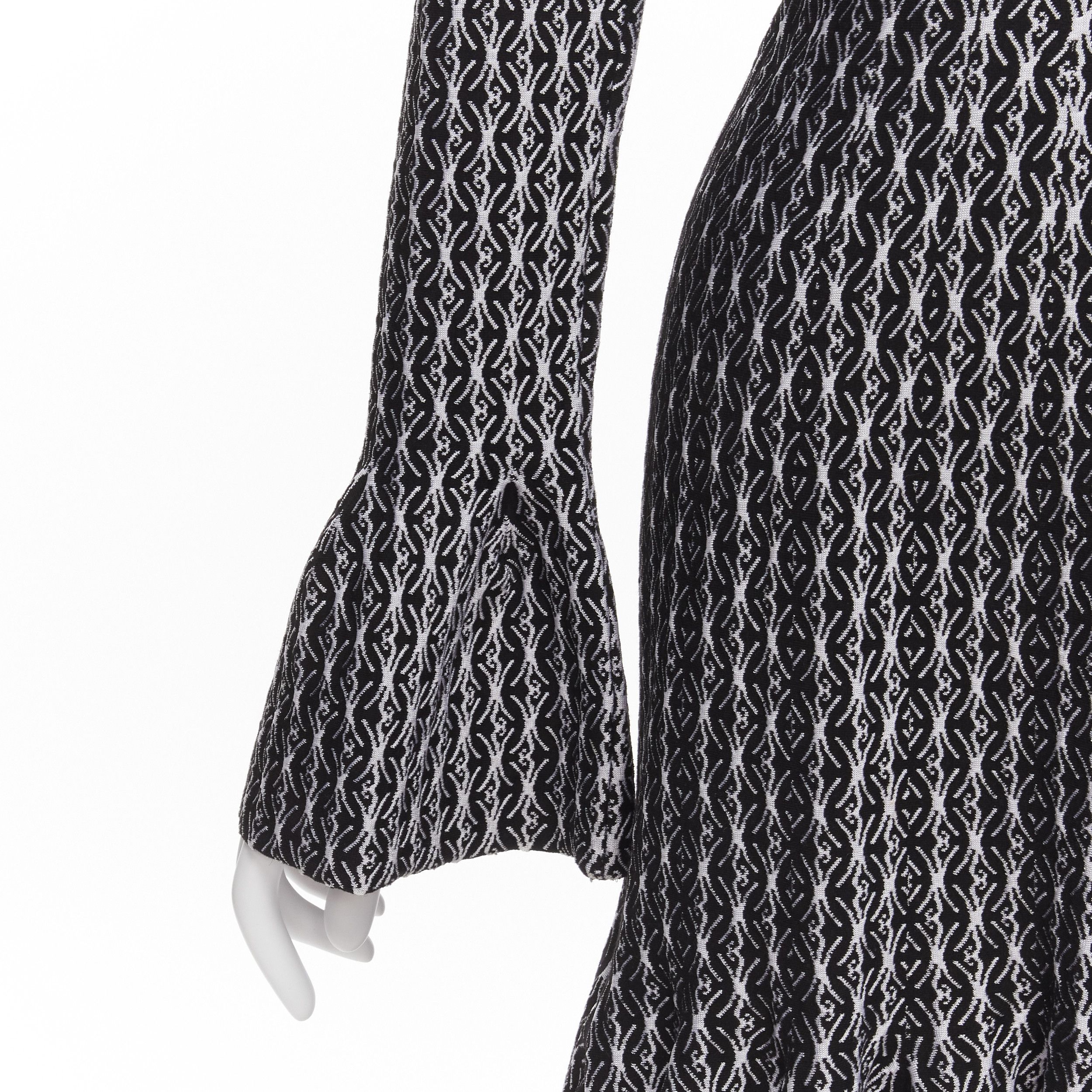 Alaia new ALAIA black white wool jacquard square neck flared hem cocktail dress FR38 M Size M / US 6-8 / IT 42-44 - 8 Thumbnail
