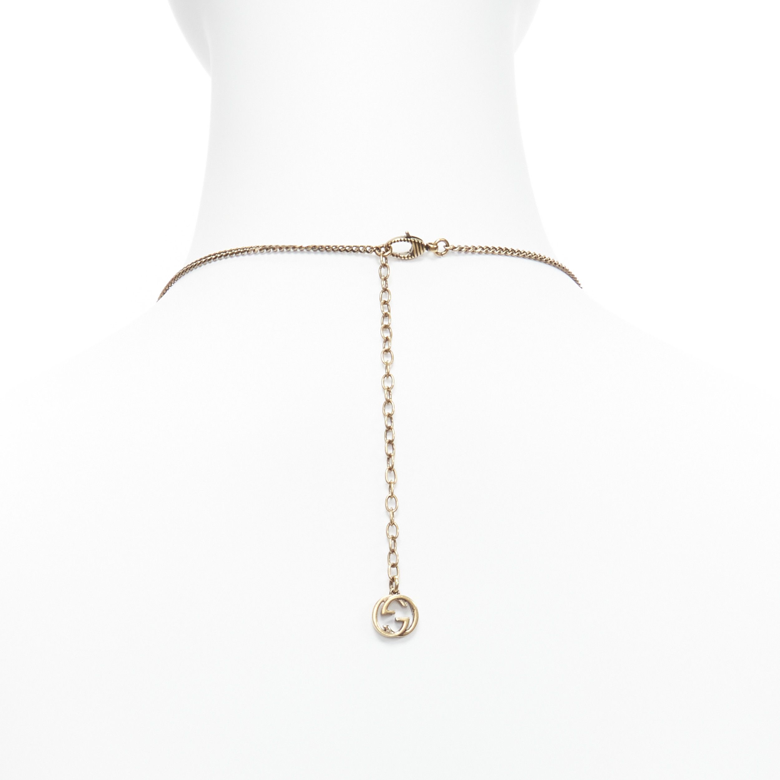 GUCCI Alessandro Michele LOVED rainbow gradient crystal pendent short necklace