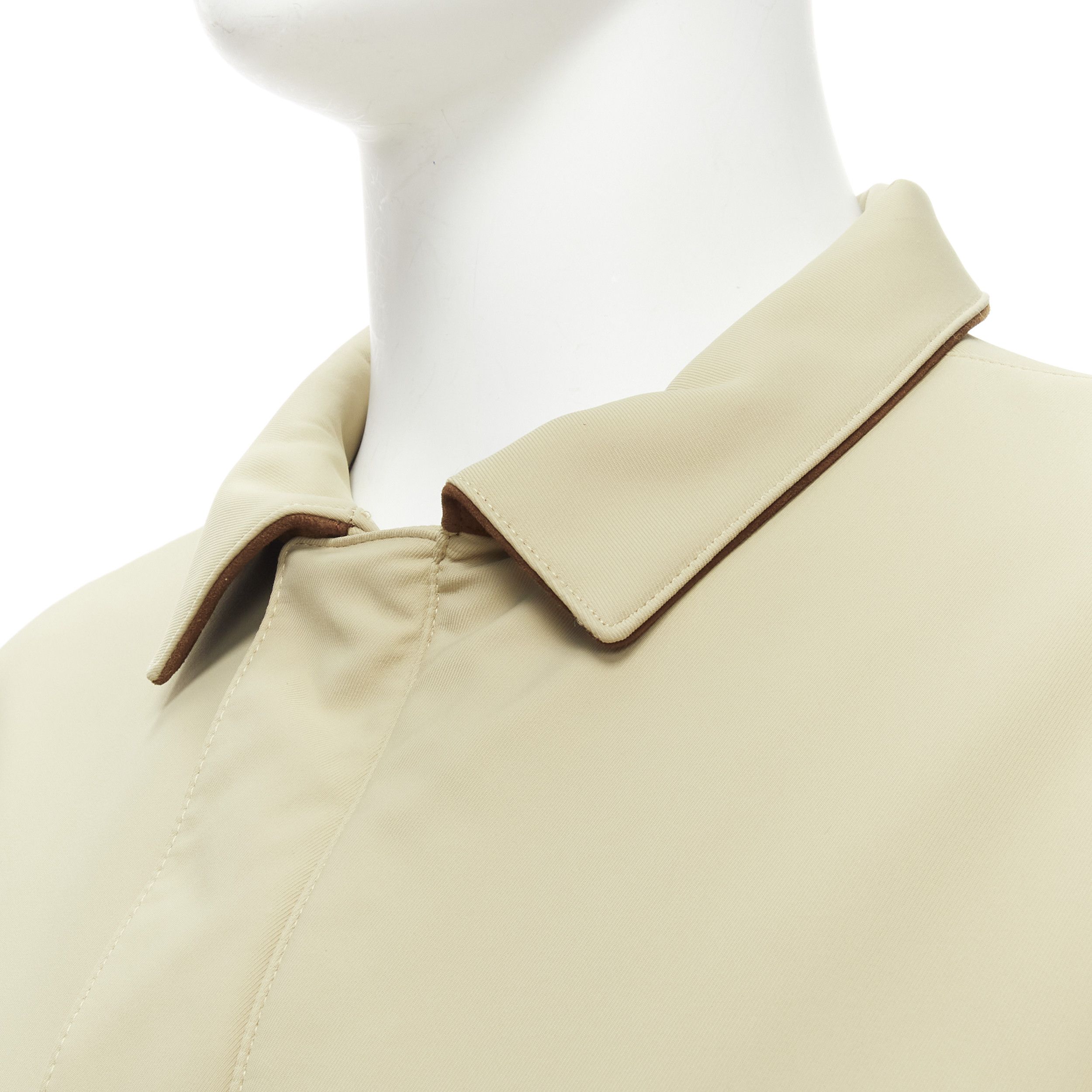 Loro Piana LORO PIANA Storm System beige nylon minimal pocketed longline coat S Size US S / EU 44-46 / 1 - 9 Thumbnail