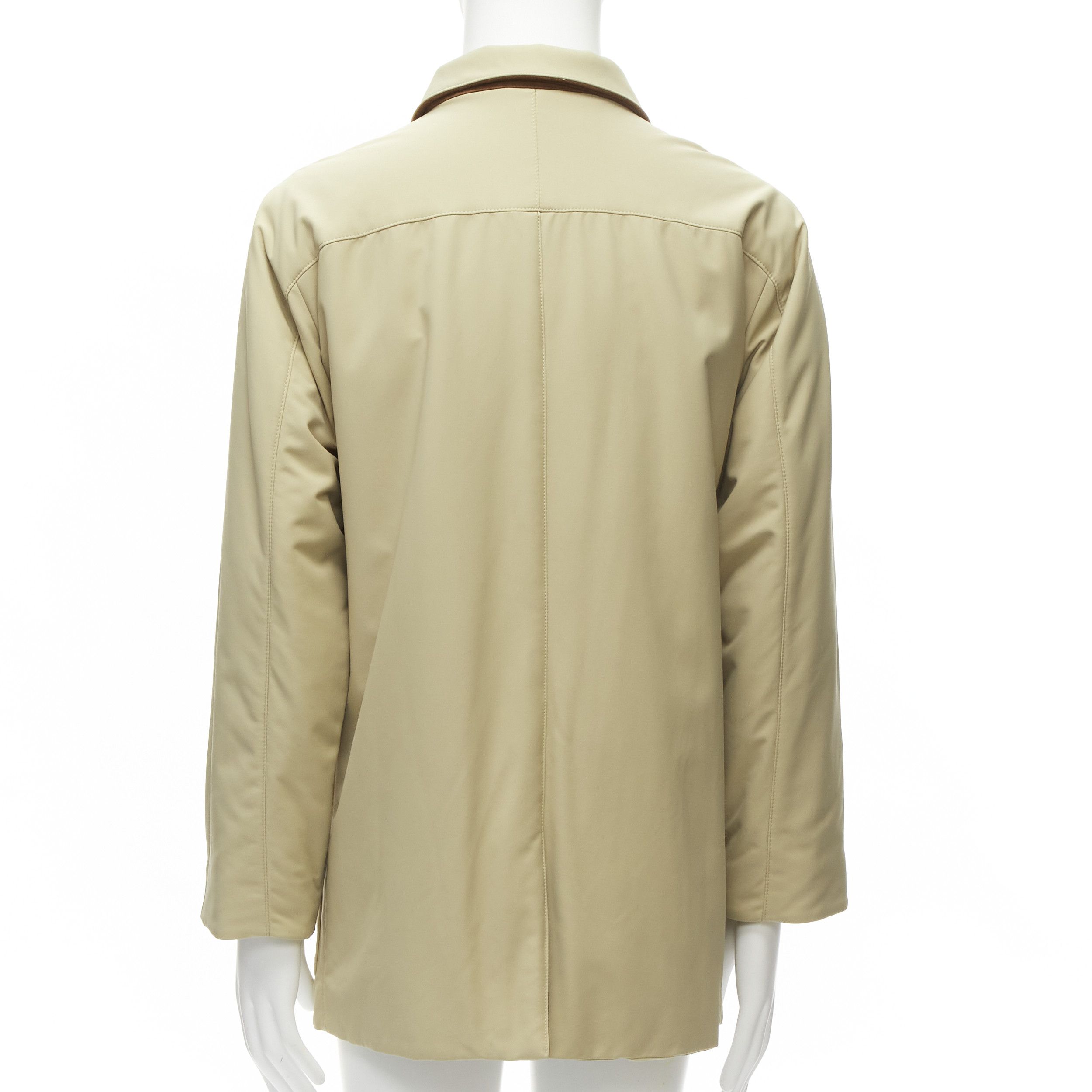 Loro Piana LORO PIANA Storm System beige nylon minimal pocketed longline coat S Size US S / EU 44-46 / 1 - 6 Thumbnail