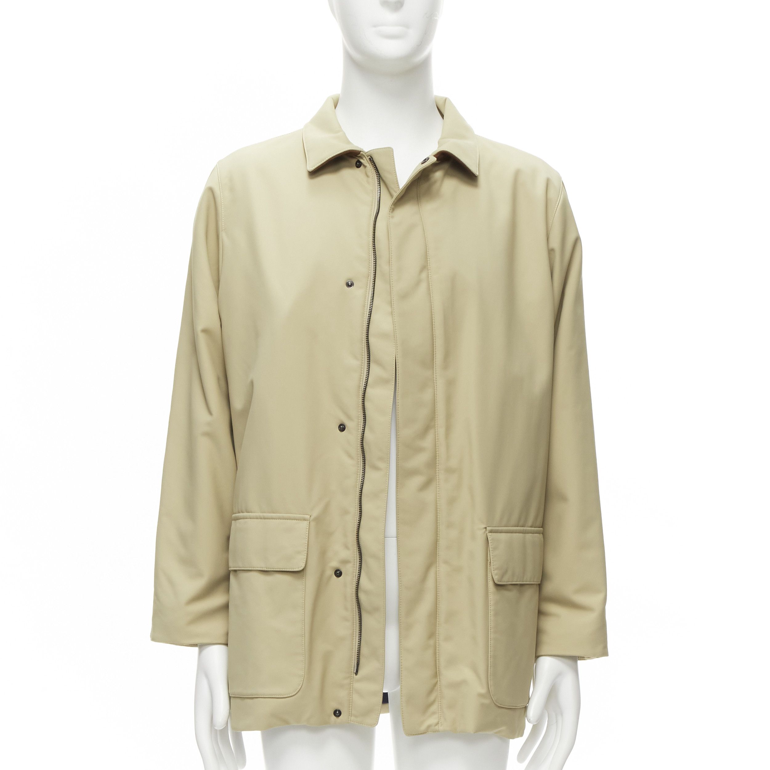 Loro Piana LORO PIANA Storm System beige nylon minimal pocketed longline coat S Size US S / EU 44-46 / 1 - 3 Thumbnail