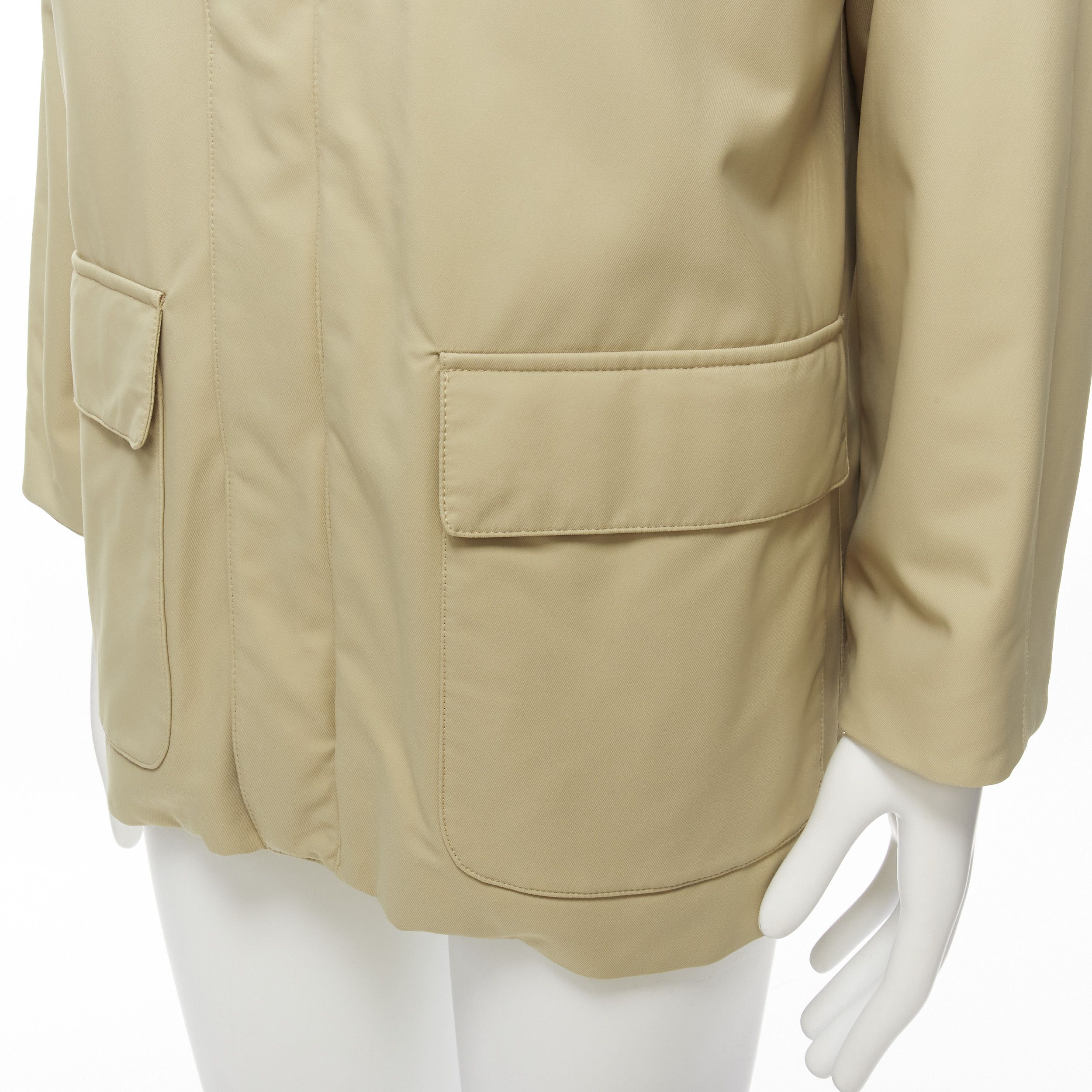 Loro Piana LORO PIANA Storm System beige nylon minimal pocketed longline coat S Size US S / EU 44-46 / 1 - 8 Thumbnail