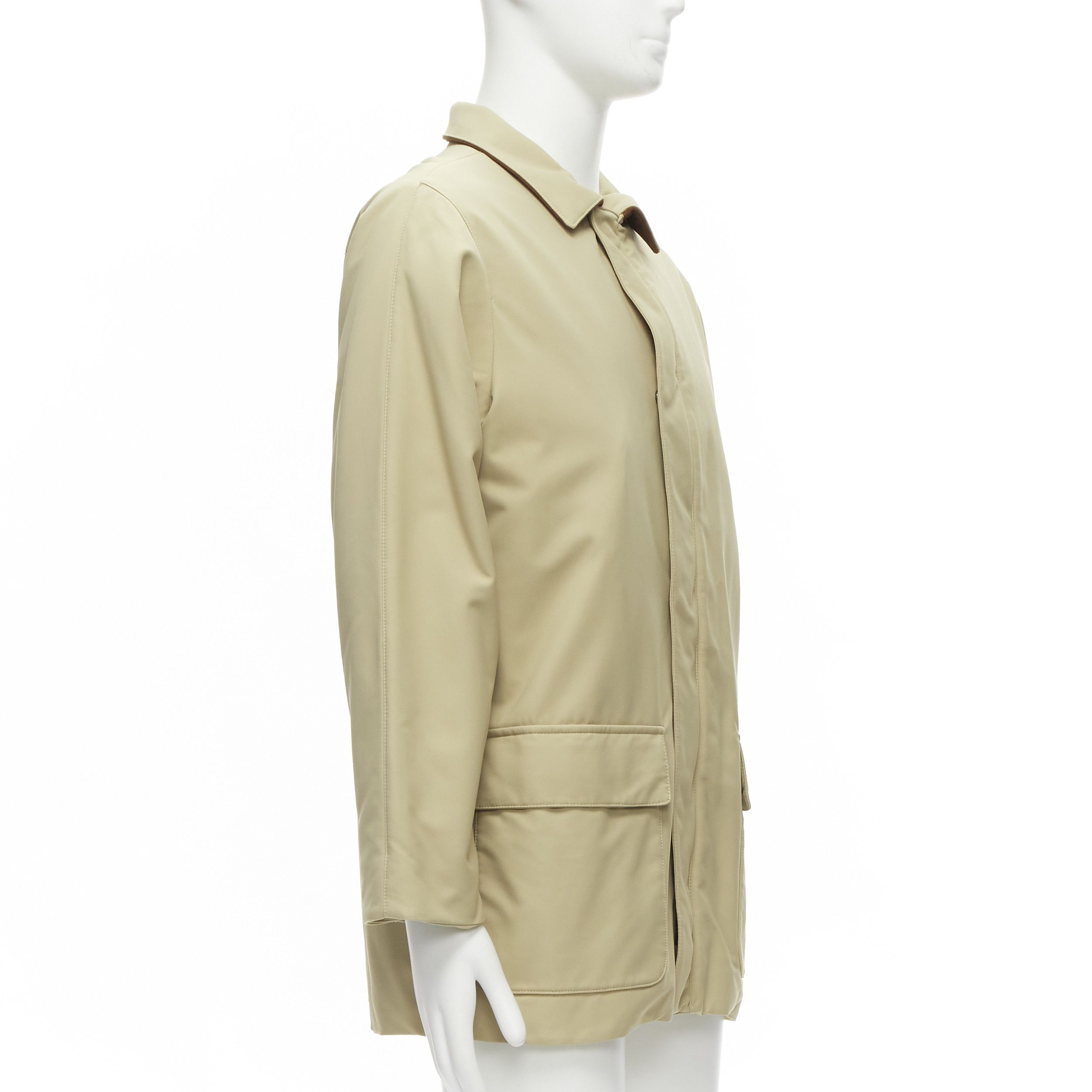 Loro Piana LORO PIANA Storm System beige nylon minimal pocketed longline coat S Size US S / EU 44-46 / 1 - 4 Thumbnail