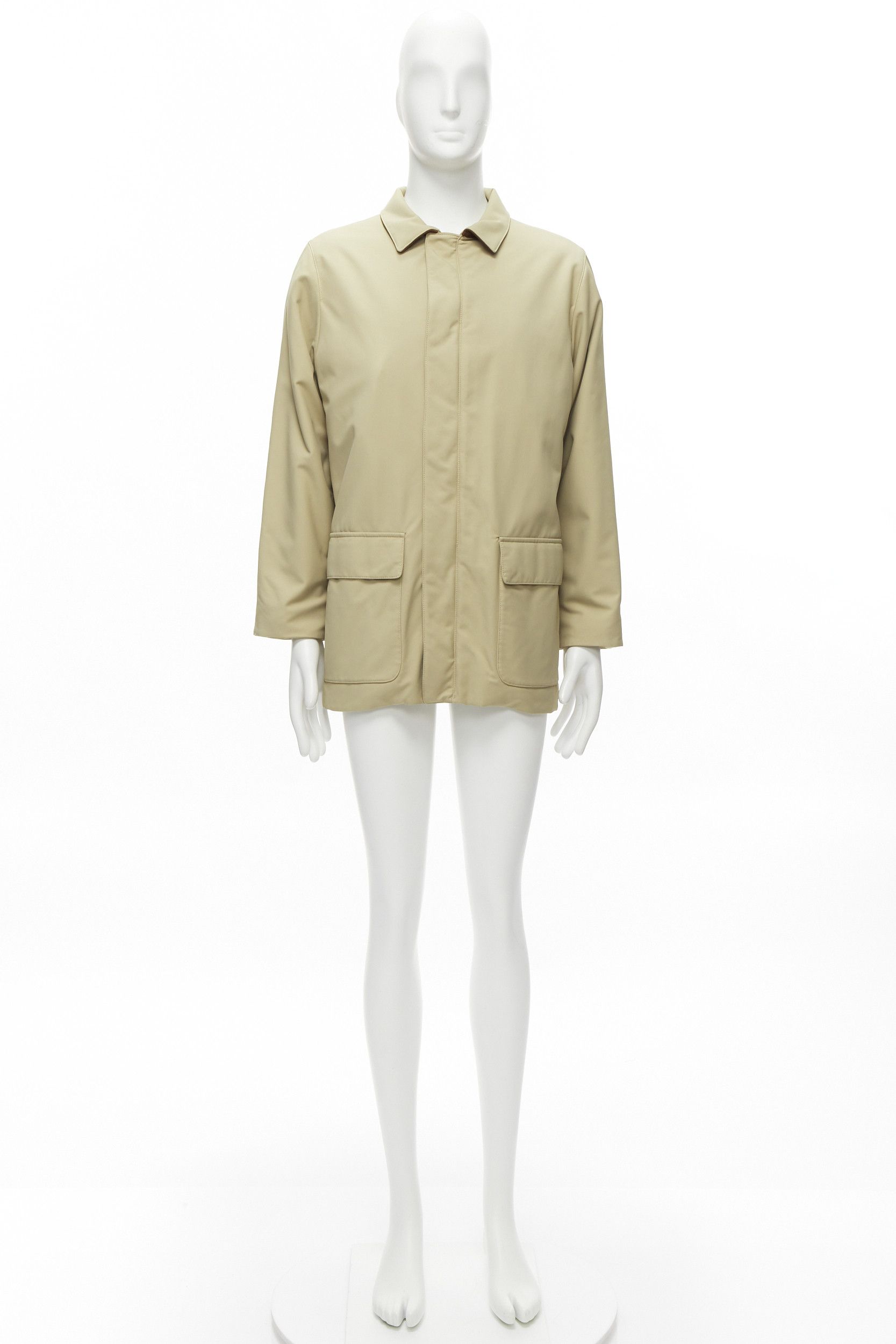 Loro Piana LORO PIANA Storm System beige nylon minimal pocketed longline coat S Size US S / EU 44-46 / 1 - 12 Thumbnail