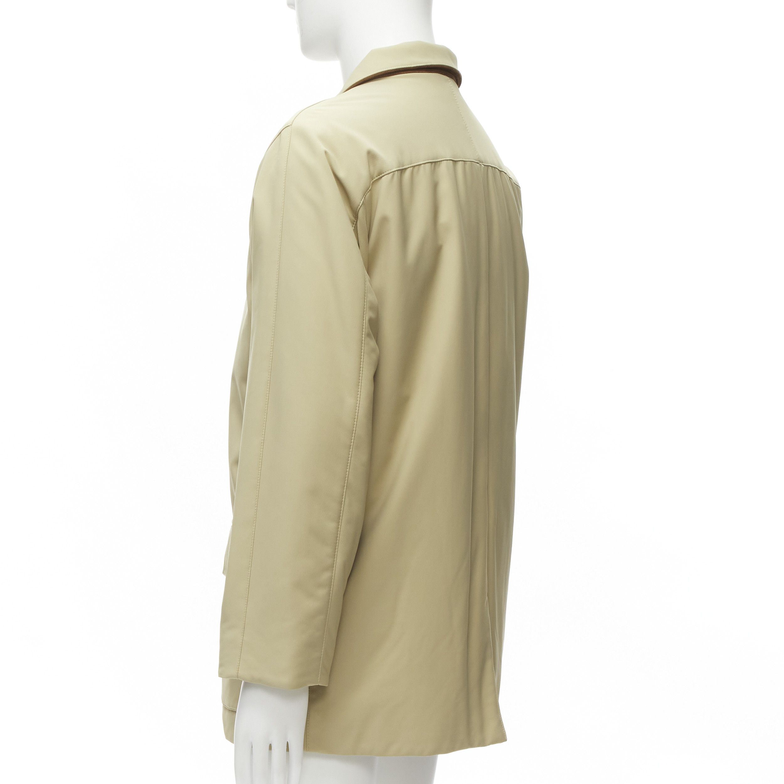 Loro Piana LORO PIANA Storm System beige nylon minimal pocketed longline coat S Size US S / EU 44-46 / 1 - 7 Thumbnail