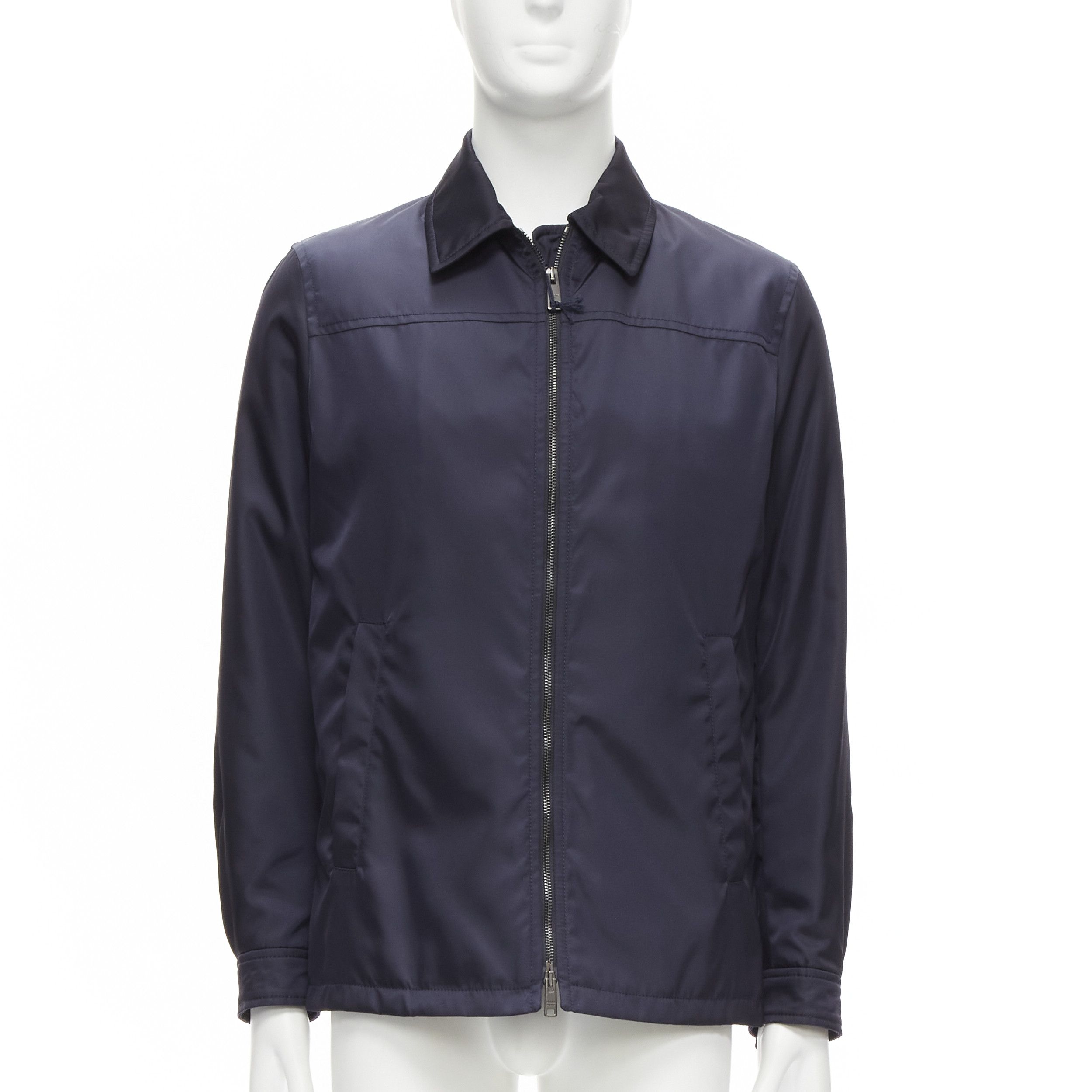 Prada new PRADA 2019 navy blue nylon zip front dual pocket minimal jacket IT46 S Size US S / EU 44-46 / 1 - 3 Thumbnail