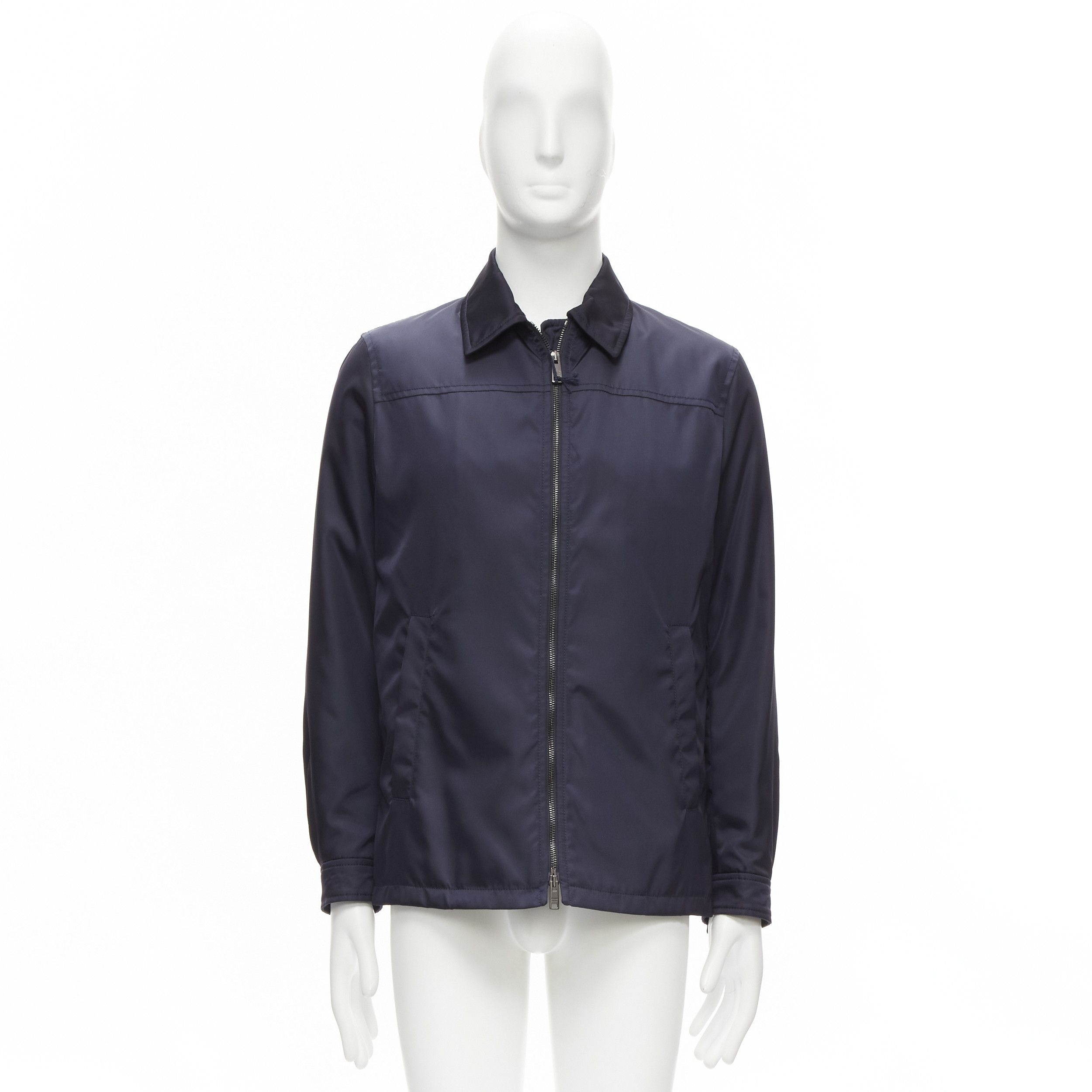 Prada new PRADA 2019 navy blue nylon zip front dual pocket minimal jacket IT46 S Size US S / EU 44-46 / 1 - 11 Thumbnail