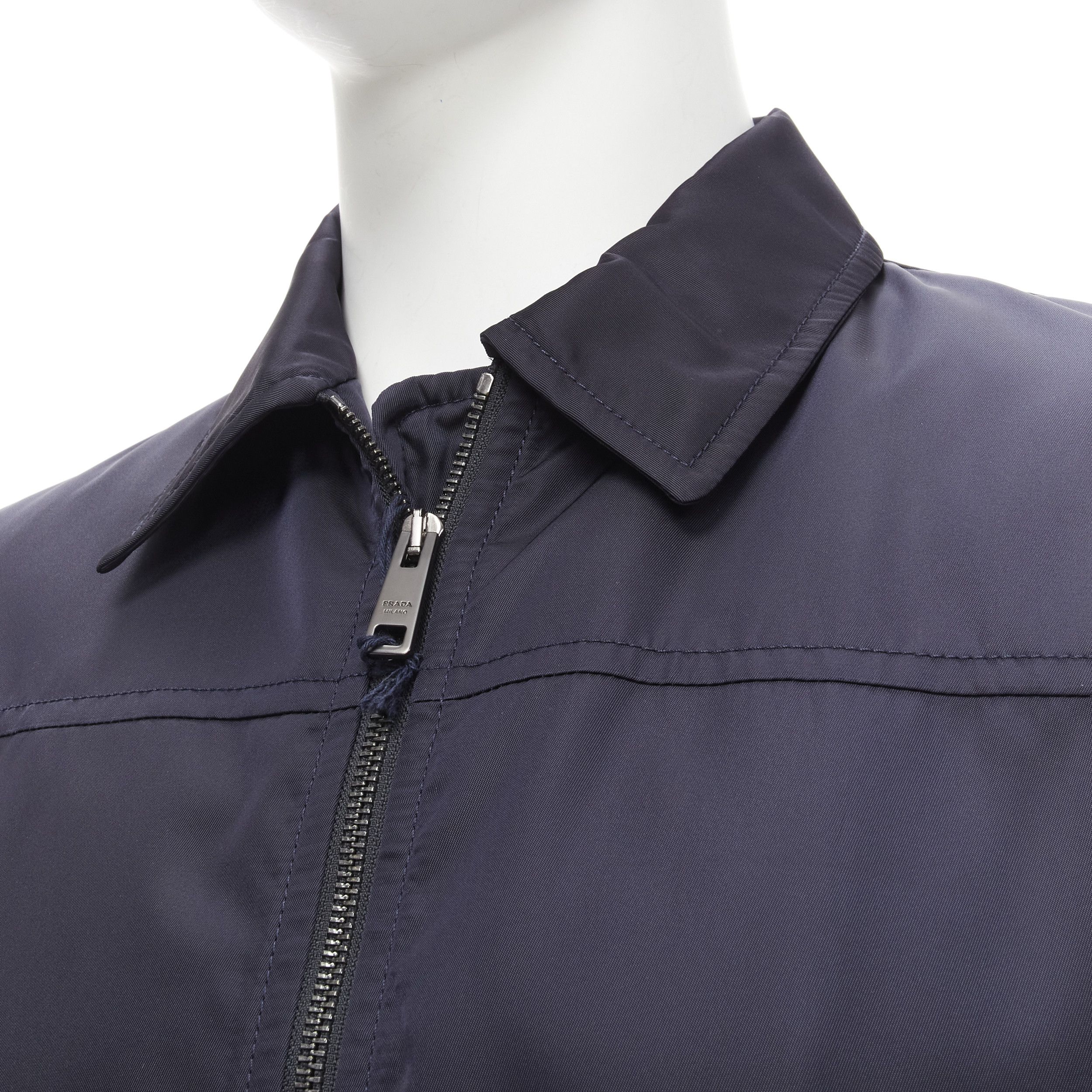 Prada new PRADA 2019 navy blue nylon zip front dual pocket minimal jacket IT46 S Size US S / EU 44-46 / 1 - 2 Thumbnail