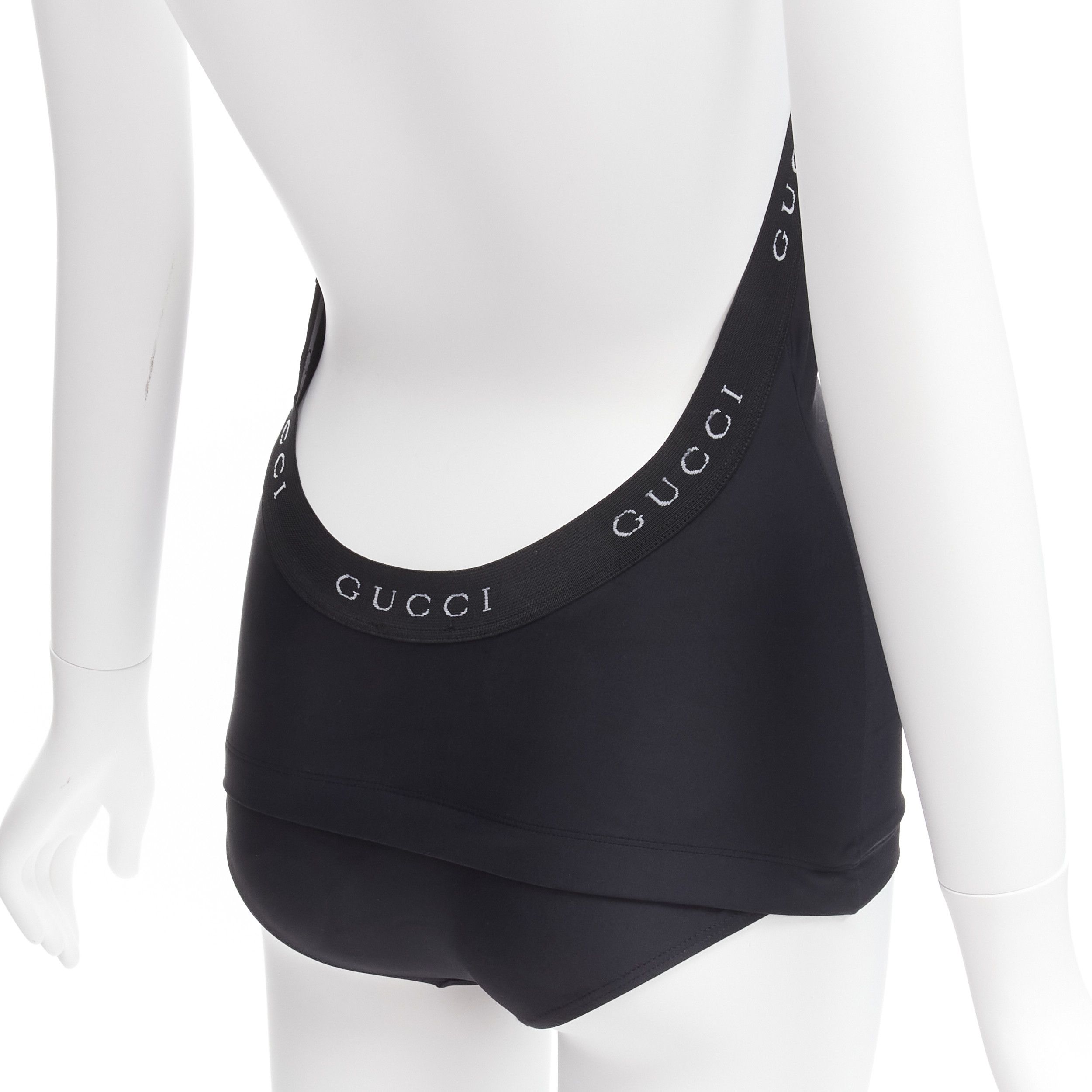 Gucci GUCCI Tom Ford Vintage black logo trim halter layered one piece swimwear XS Size ONE SIZE - 8 Thumbnail