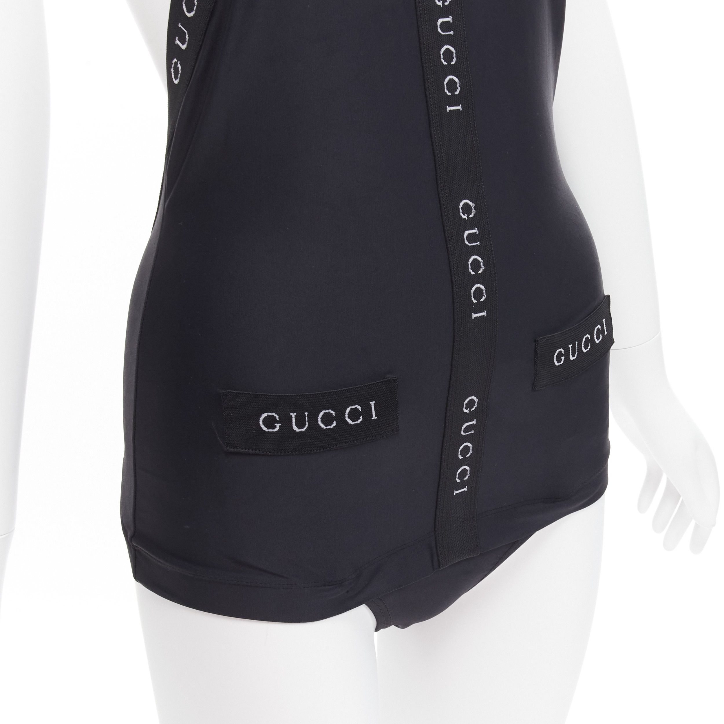 Gucci GUCCI Tom Ford Vintage black logo trim halter layered one piece swimwear XS Size ONE SIZE - 2 Thumbnail