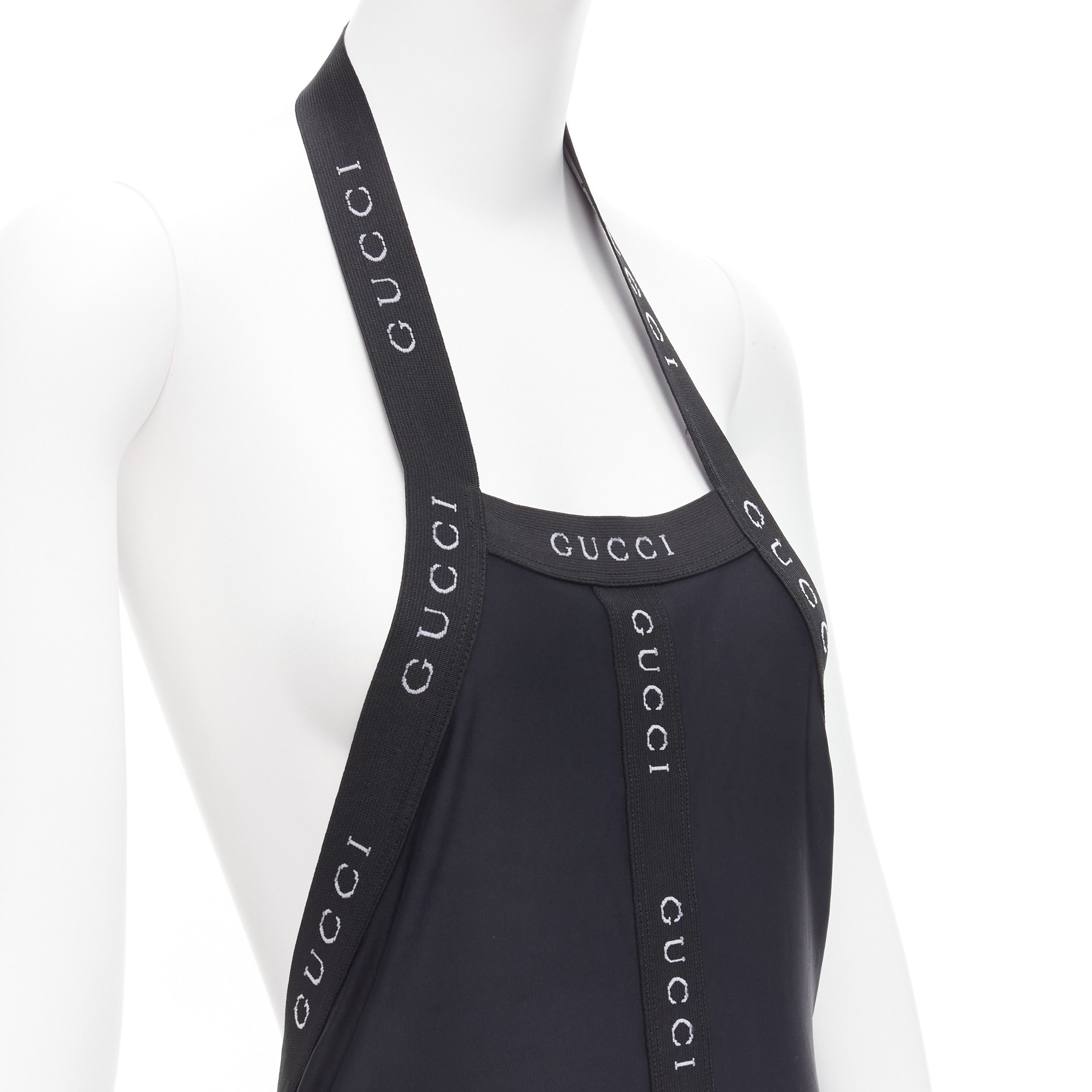 Gucci GUCCI Tom Ford Vintage black logo trim halter layered one piece swimwear XS Size ONE SIZE - 7 Thumbnail
