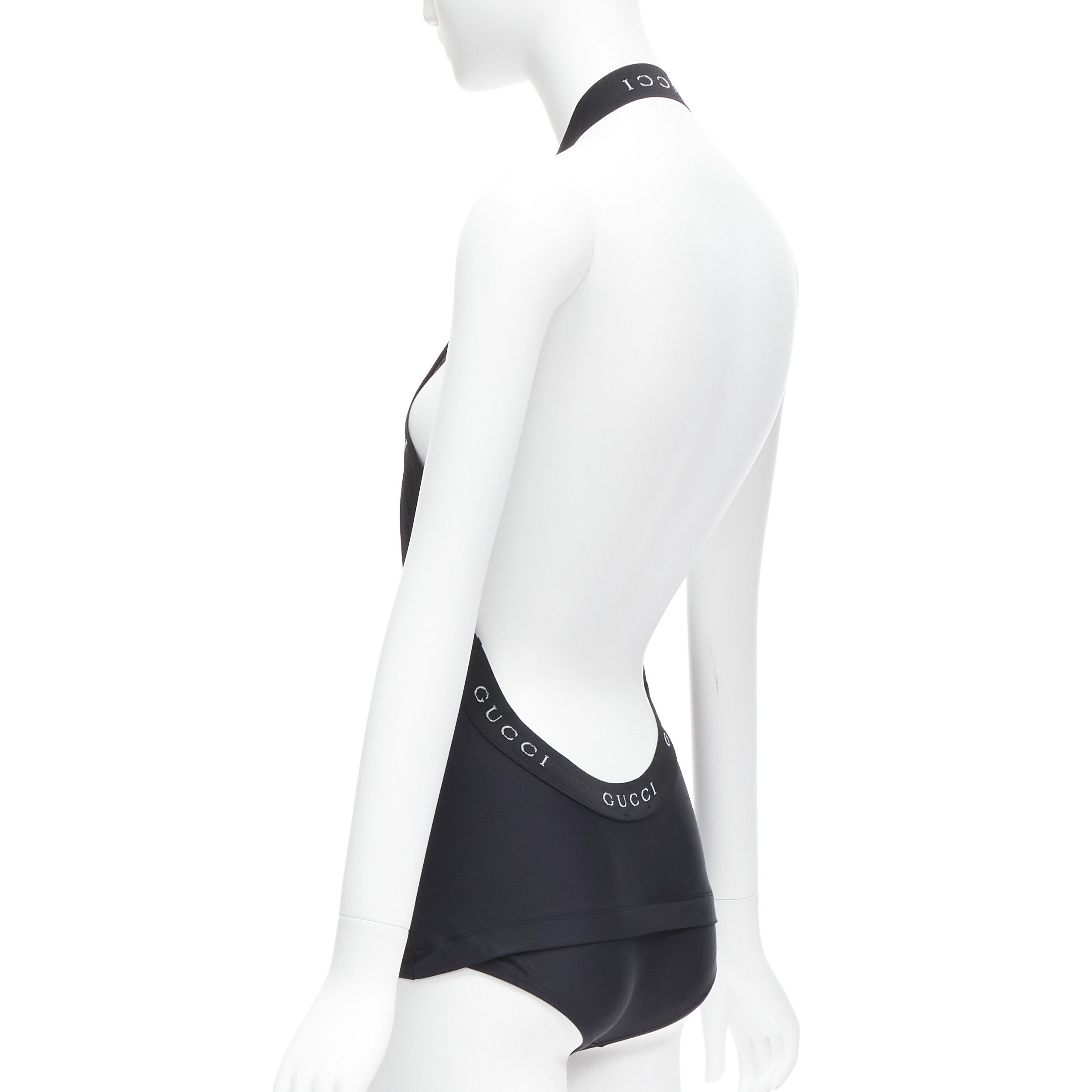 Gucci GUCCI Tom Ford Vintage black logo trim halter layered one piece swimwear XS Size ONE SIZE - 6 Thumbnail