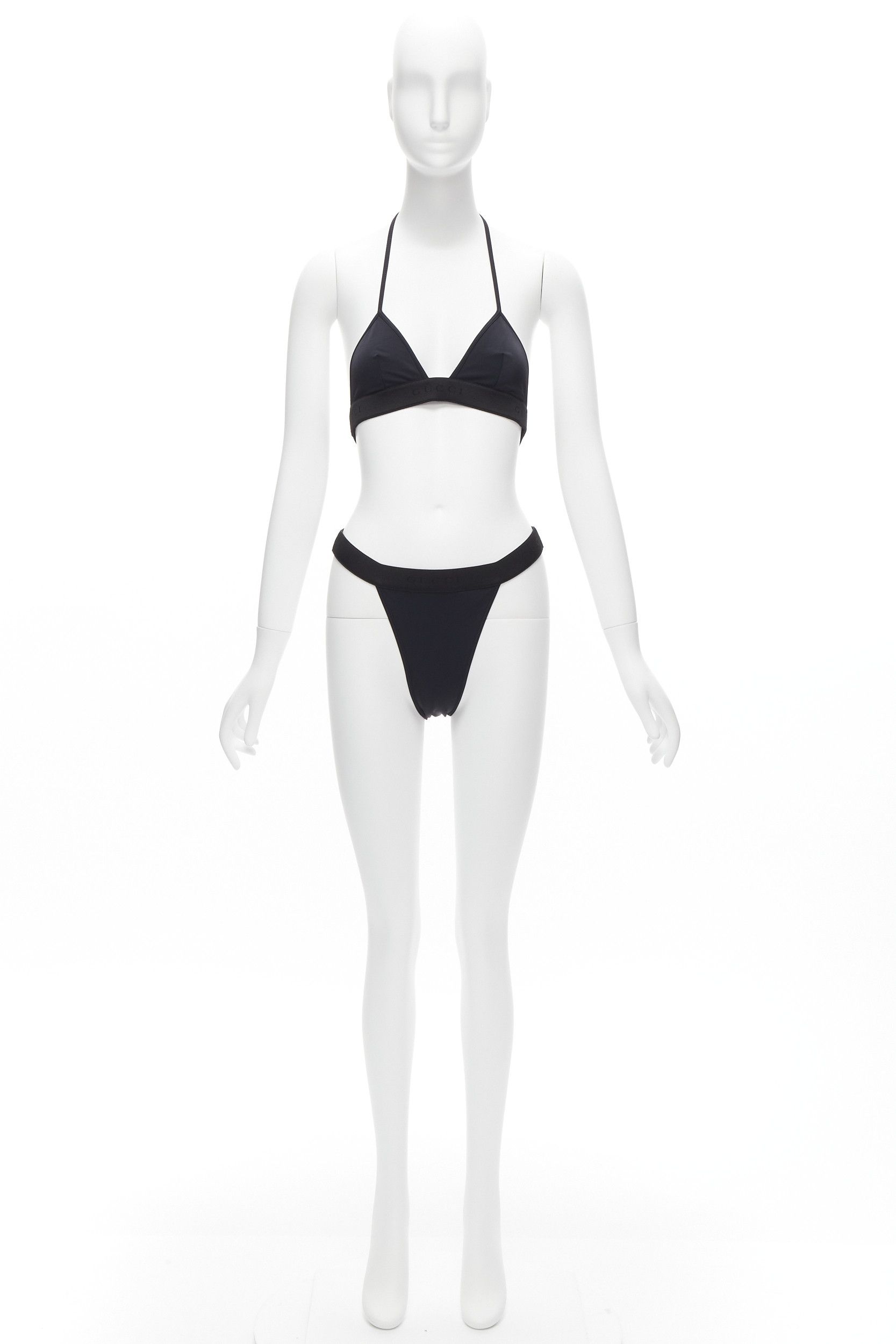 Gucci new GUCCI Tom Ford Vintage black GG logo thong bottom 2-pc bikini swim set S Size ONE SIZE - 10 Thumbnail