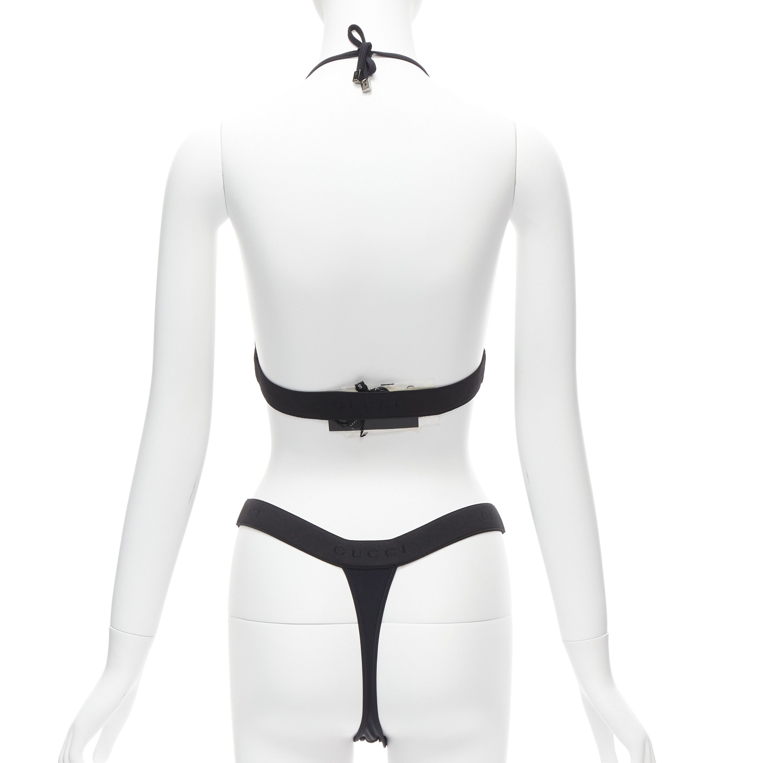Gucci new GUCCI Tom Ford Vintage black GG logo thong bottom 2-pc bikini swim set S Size ONE SIZE - 5 Thumbnail