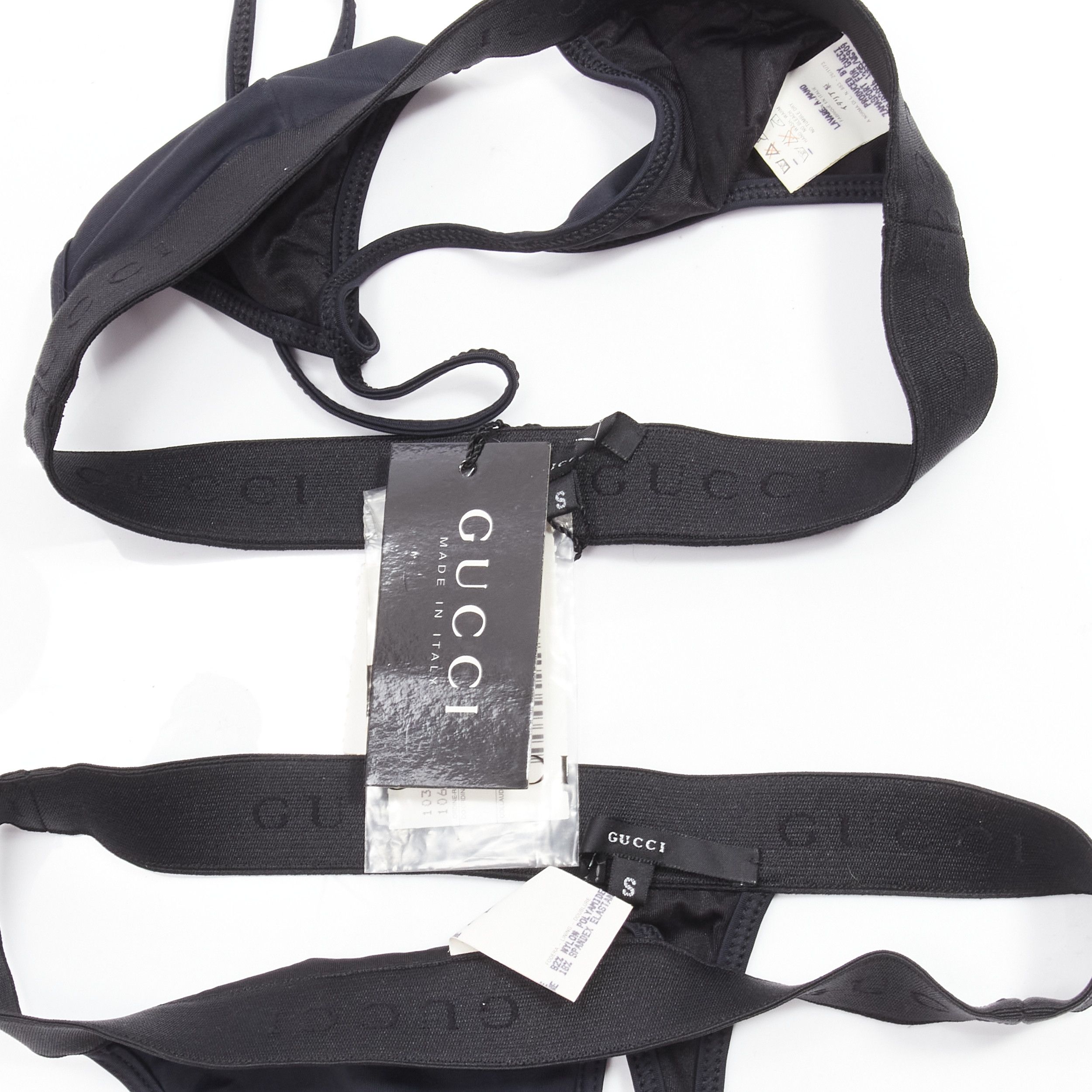 Gucci new GUCCI Tom Ford Vintage black GG logo thong bottom 2-pc bikini swim set S Size ONE SIZE - 9 Thumbnail