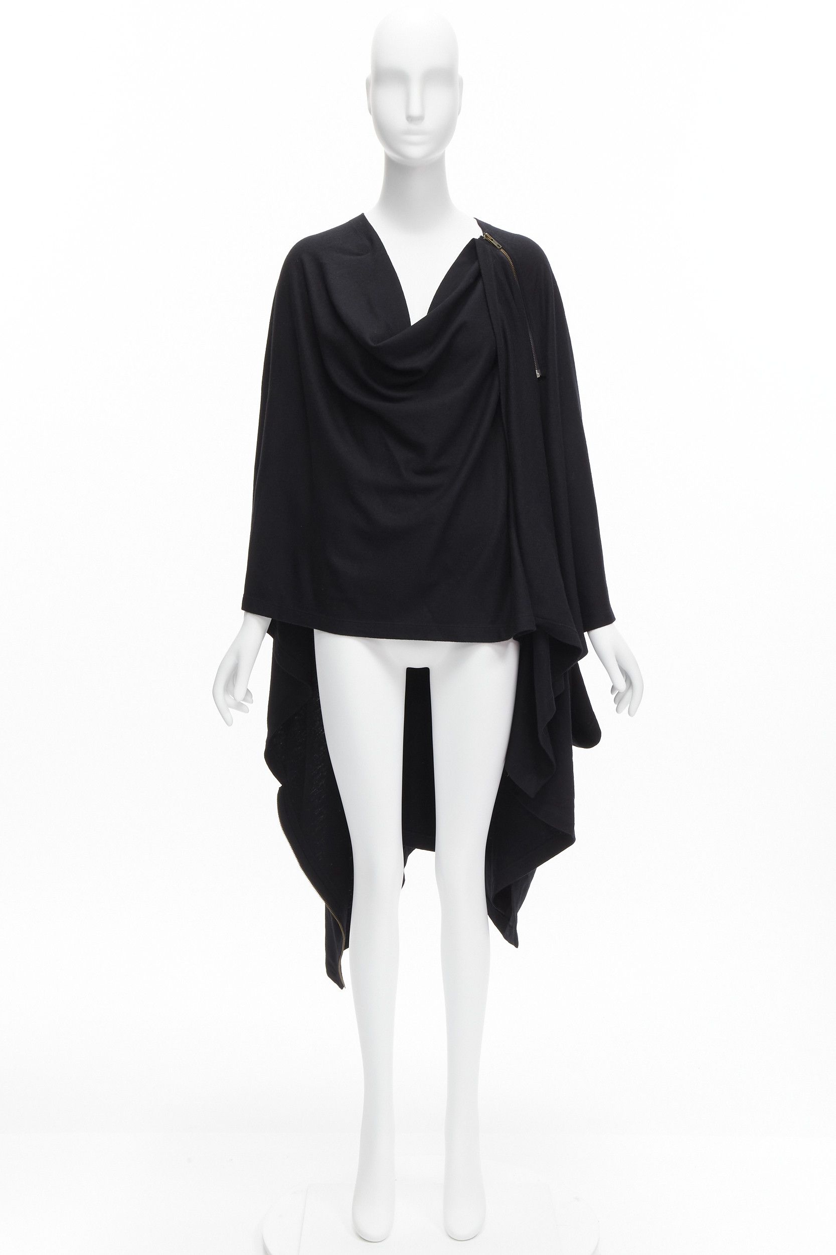 Issey Miyake ISSEY MIYAKE 1980s Vintage black wool side zip draped cowl neck coat JP9 Size M / US 6-8 / IT 42-44 - 11 Thumbnail