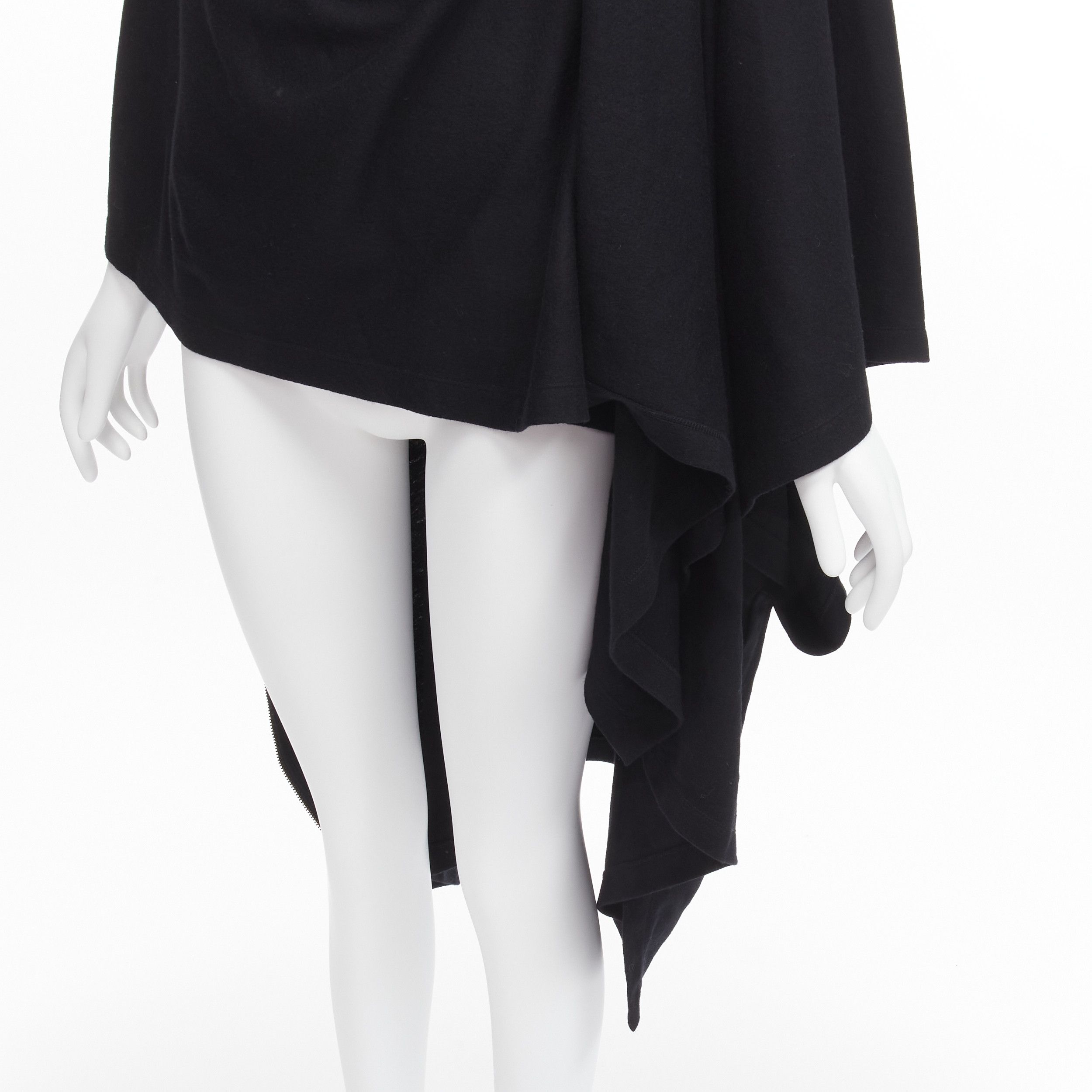 Issey Miyake ISSEY MIYAKE 1980s Vintage black wool side zip draped cowl neck coat JP9 Size M / US 6-8 / IT 42-44 - 7 Thumbnail