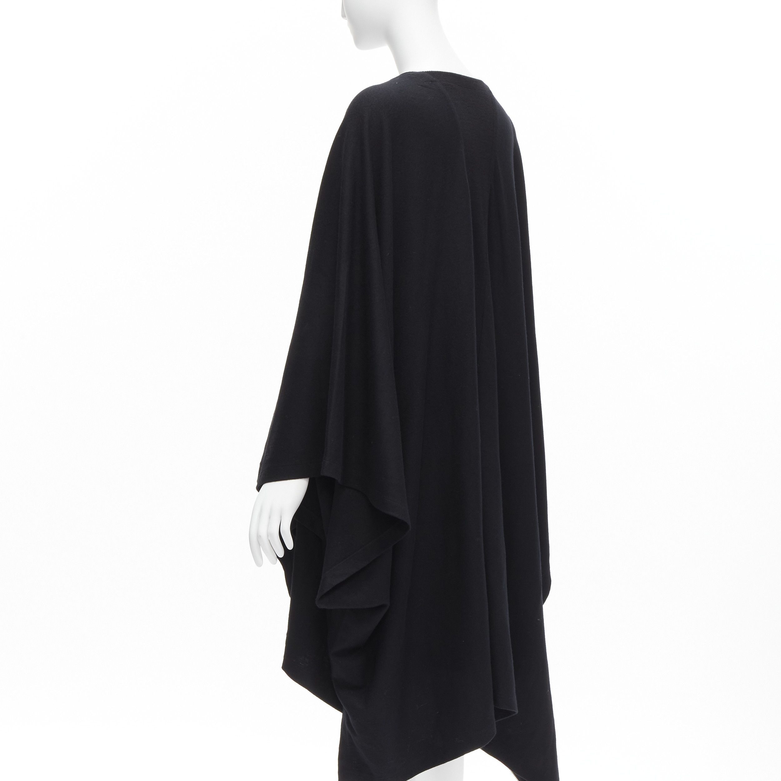 Issey Miyake ISSEY MIYAKE 1980s Vintage black wool side zip draped cowl neck coat JP9 Size M / US 6-8 / IT 42-44 - 6 Thumbnail