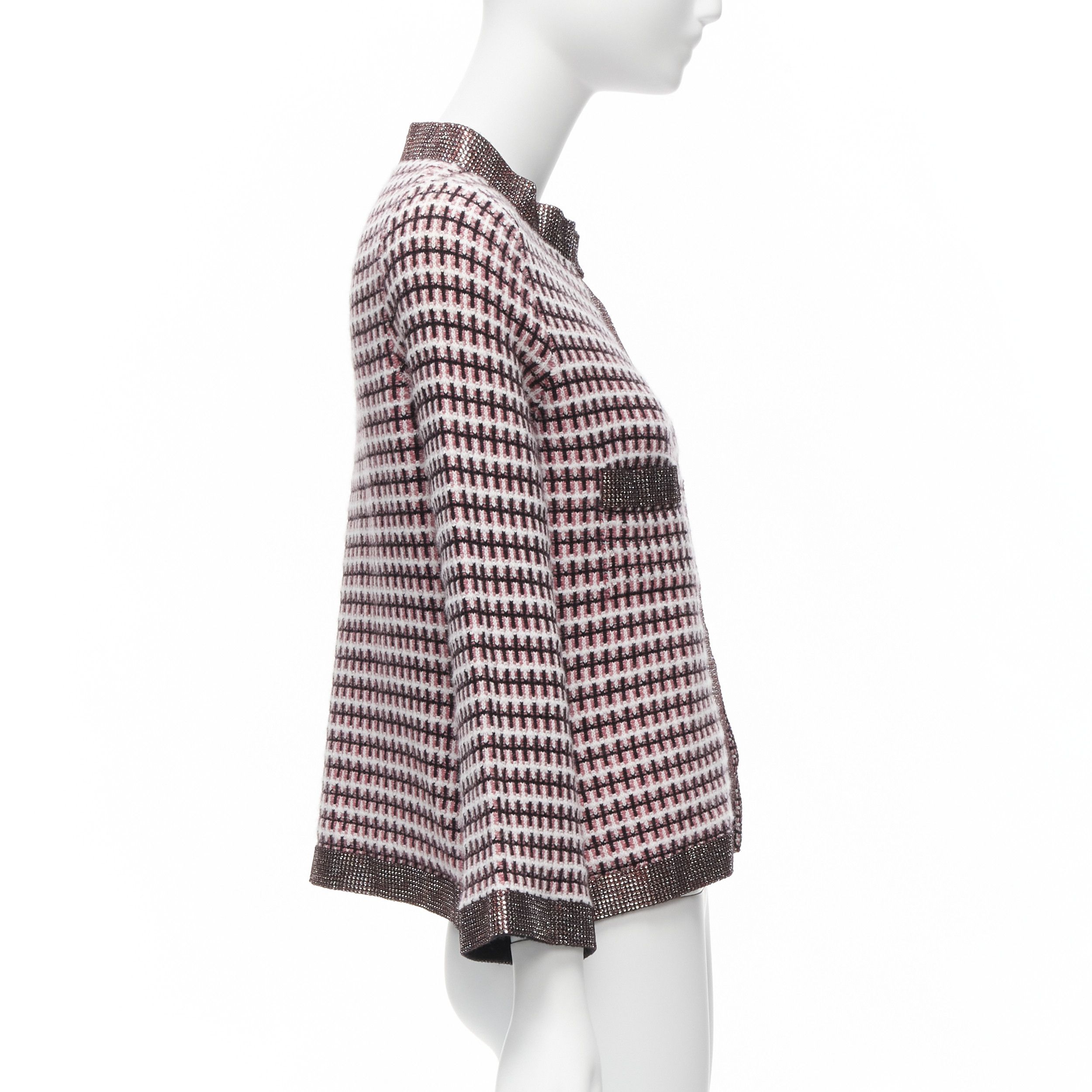 Chanel CHANEL pink 100% cashmere tweed crystal trim swing cardigan jacket FR34 XS Size XS / US 0-2 / IT 36-38 - 5 Thumbnail