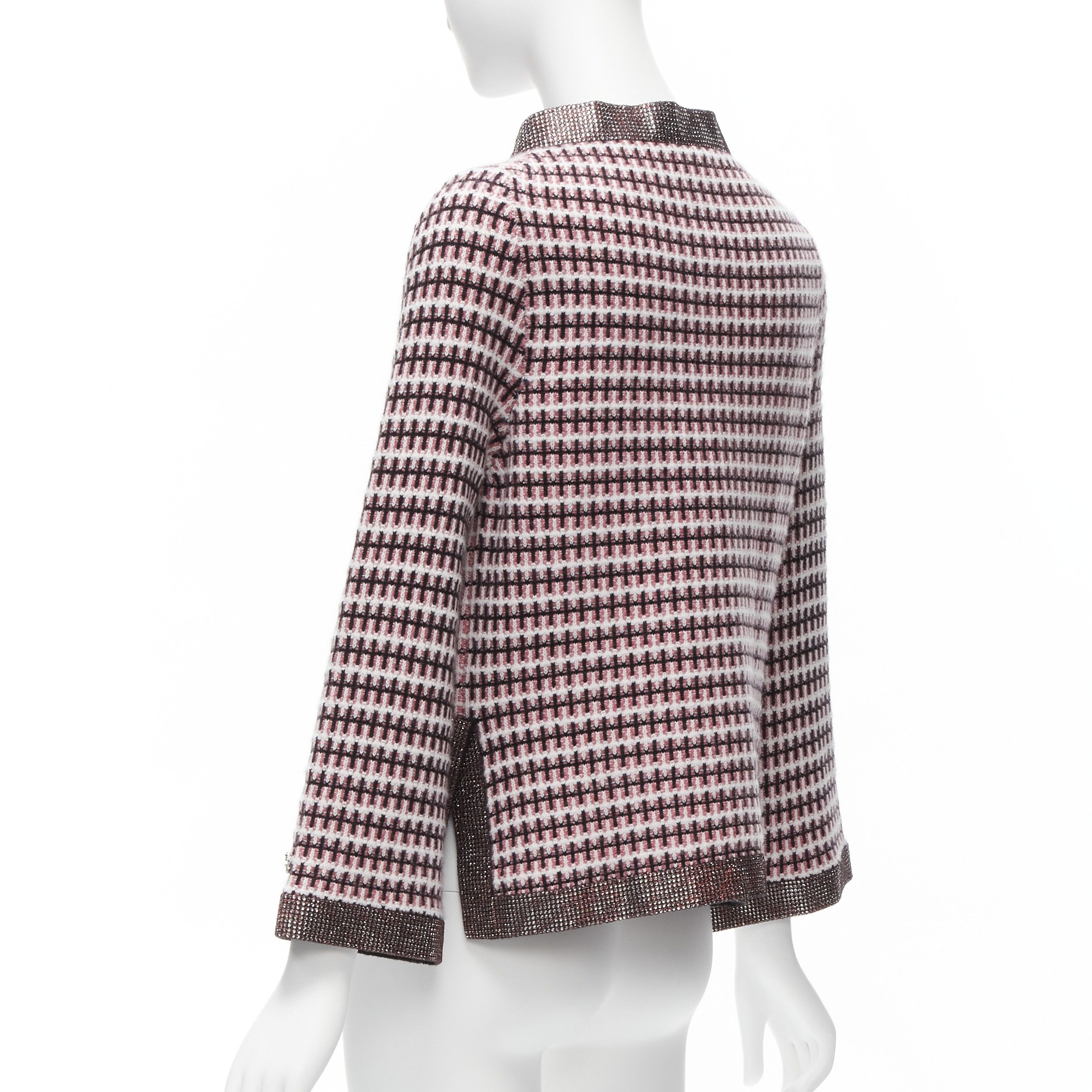 Chanel CHANEL pink 100% cashmere tweed crystal trim swing cardigan jacket FR34 XS Size XS / US 0-2 / IT 36-38 - 7 Thumbnail