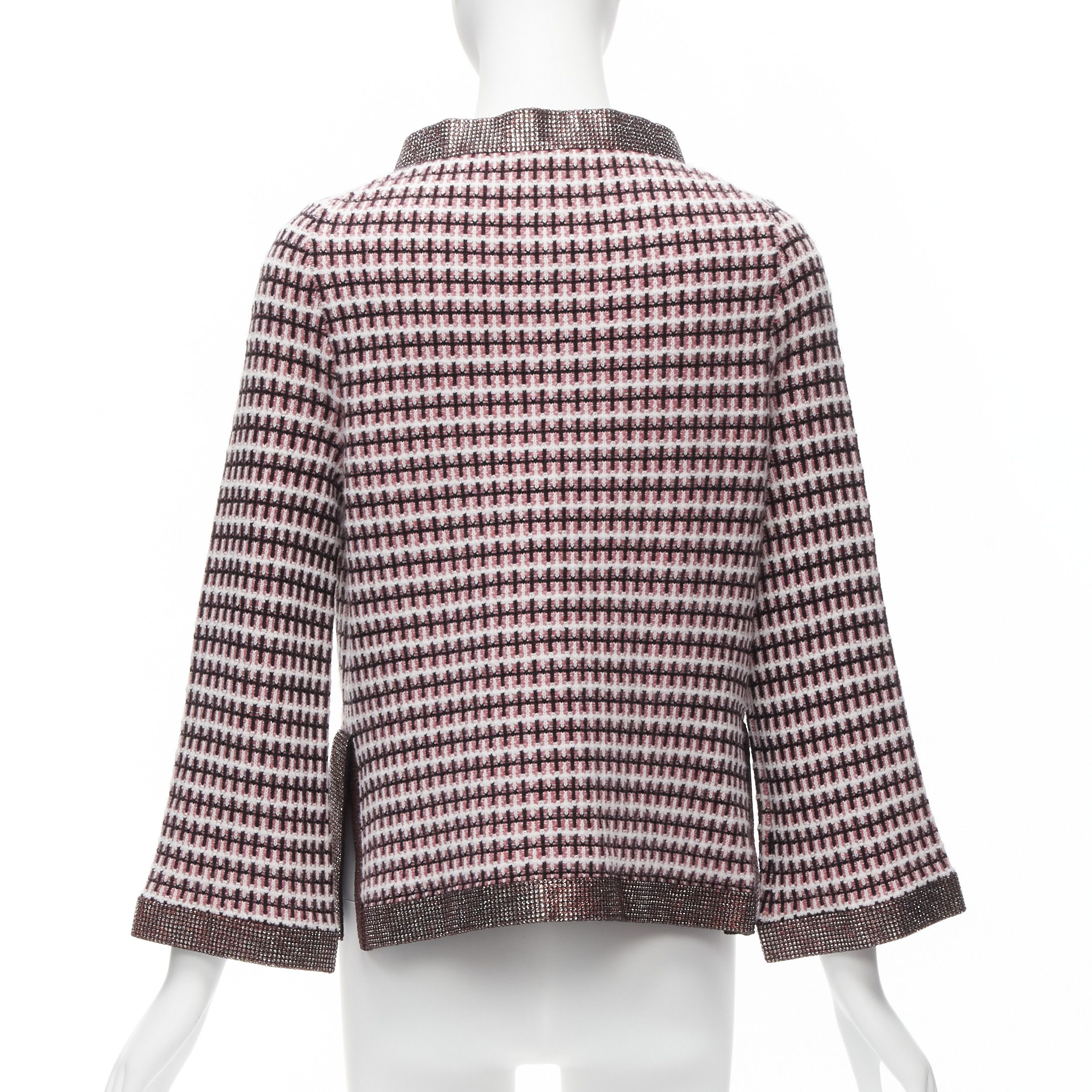 Chanel CHANEL pink 100% cashmere tweed crystal trim swing cardigan jacket FR34 XS Size XS / US 0-2 / IT 36-38 - 6 Thumbnail