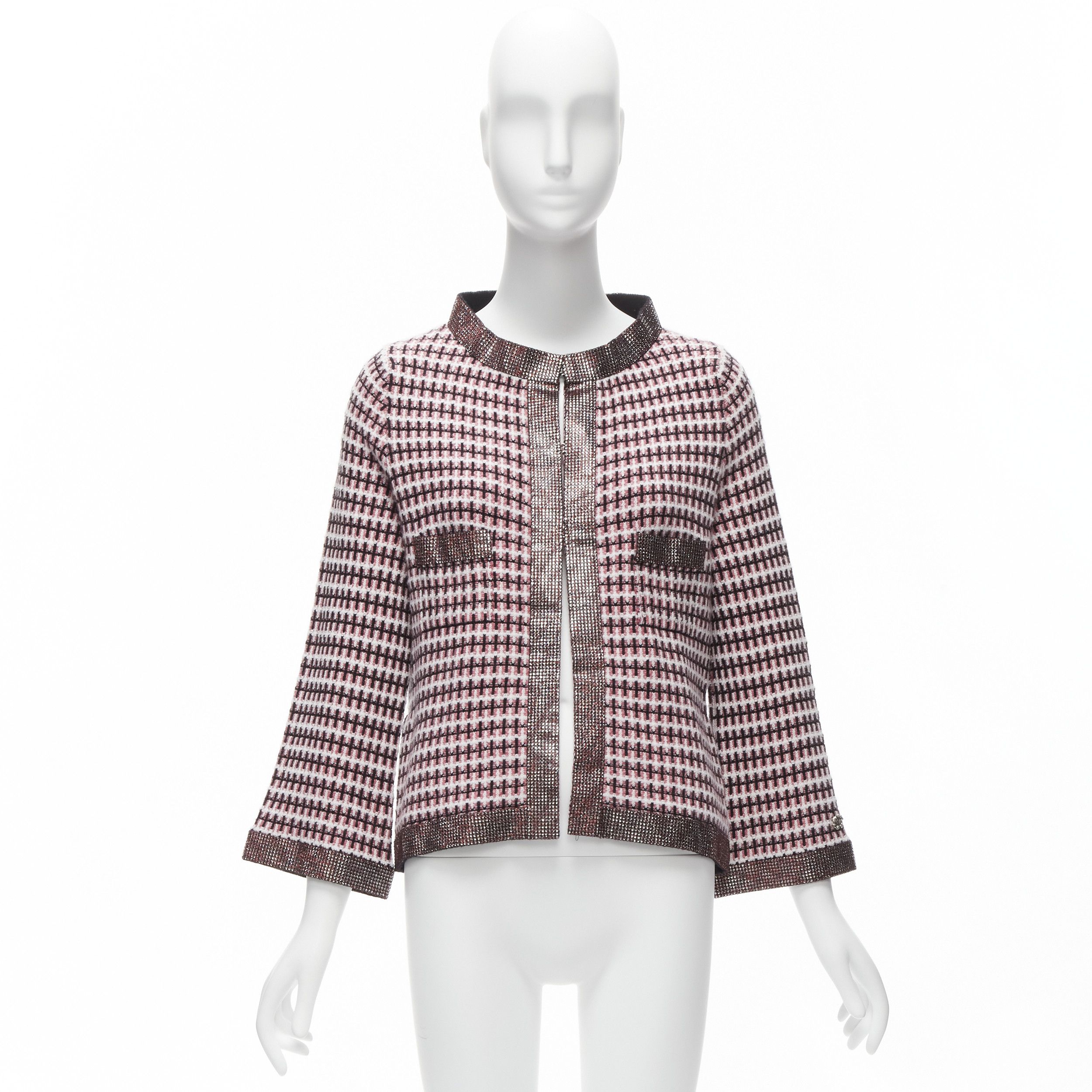 Chanel CHANEL pink 100% cashmere tweed crystal trim swing cardigan jacket FR34 XS Size XS / US 0-2 / IT 36-38 - 11 Thumbnail