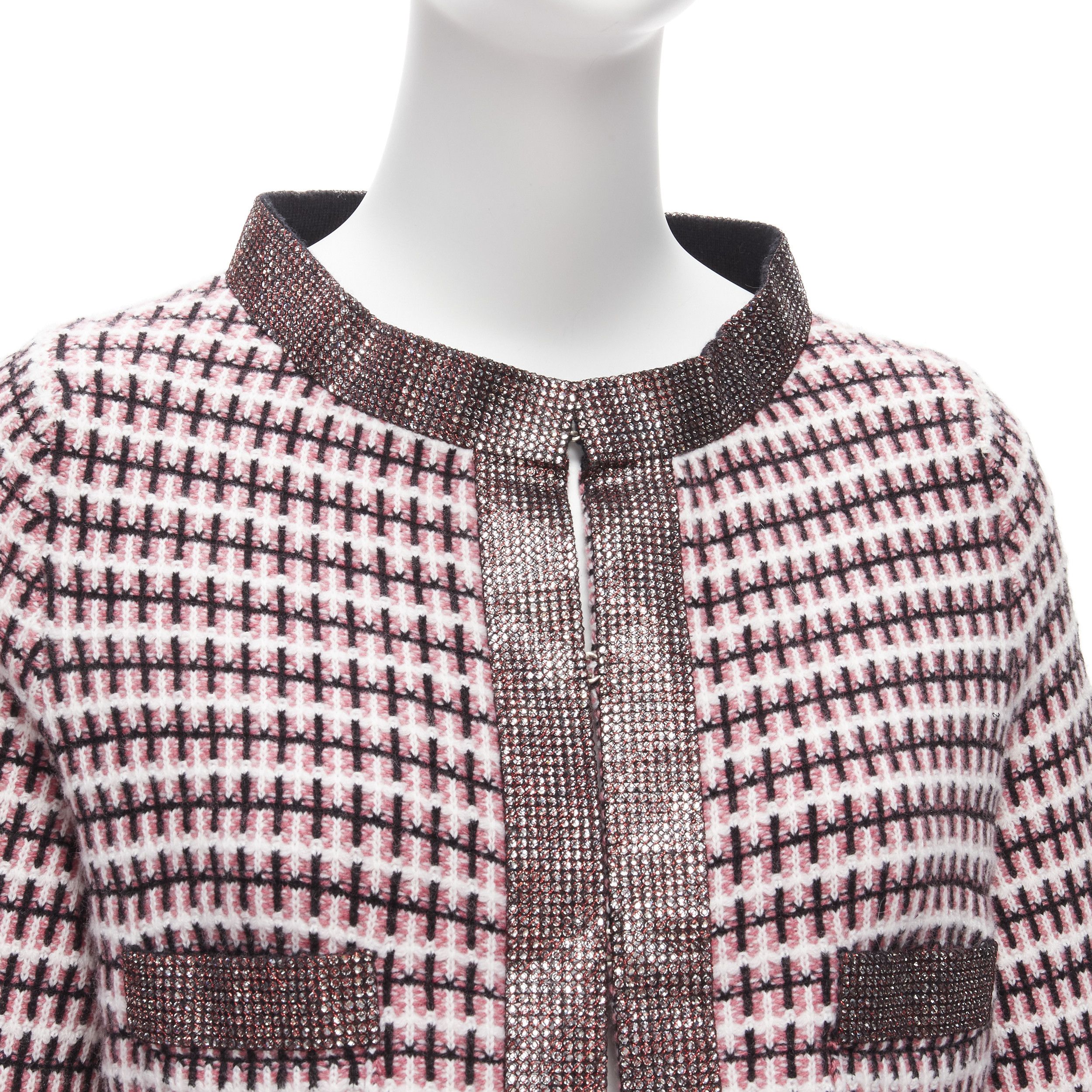 Chanel CHANEL pink 100% cashmere tweed crystal trim swing cardigan jacket FR34 XS Size XS / US 0-2 / IT 36-38 - 2 Thumbnail