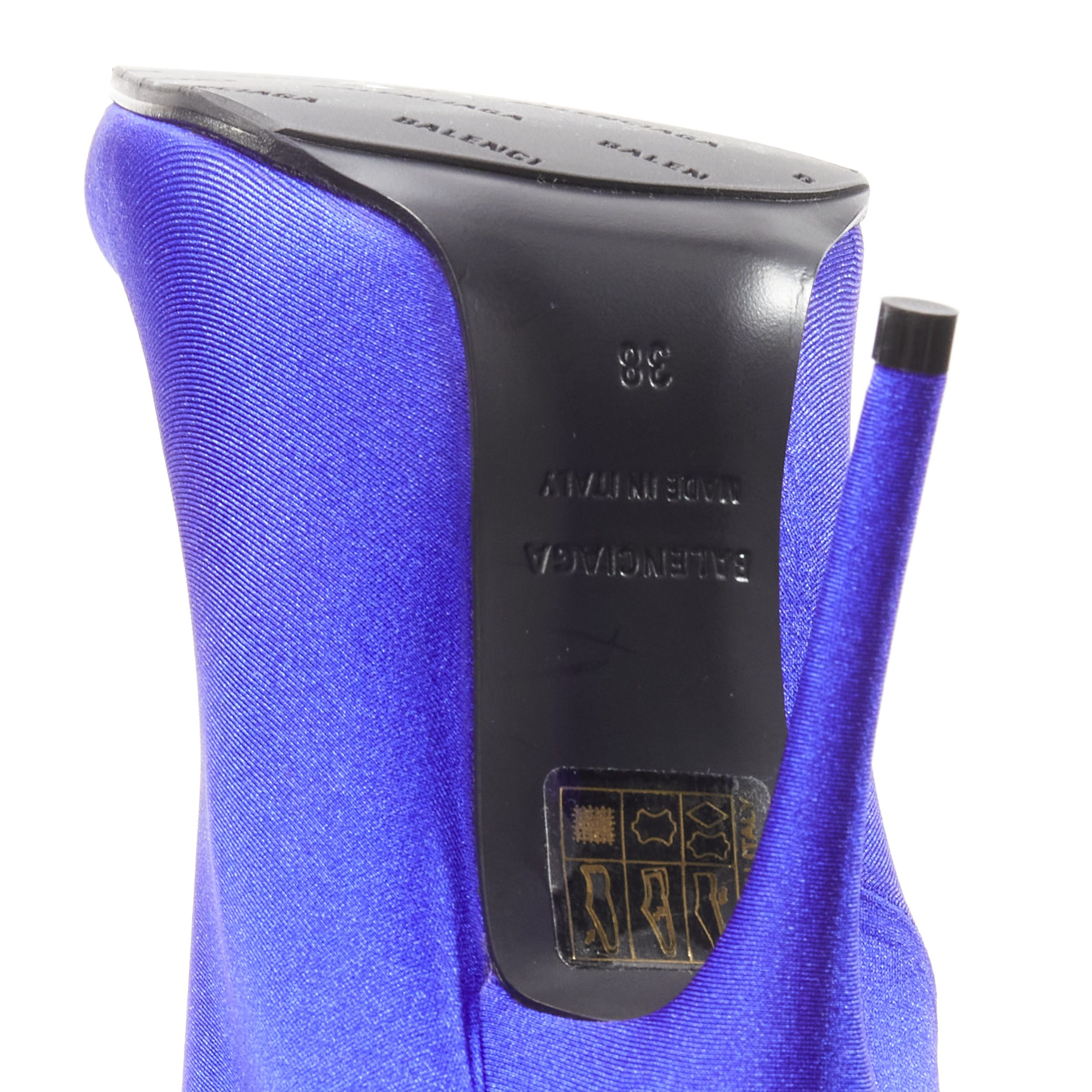 Balenciaga new BALENCIAGA Demna blue lycra high heeled sock boots EU38 Kim Kardashian Size US 8 / IT 38 - 9 Thumbnail