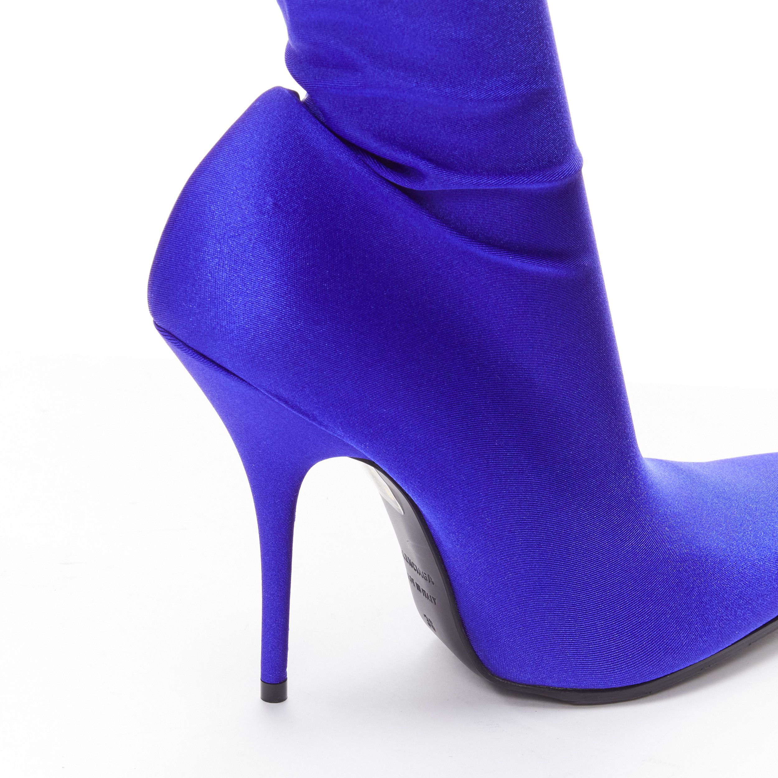 Balenciaga new BALENCIAGA Demna blue lycra high heeled sock boots EU38 Kim Kardashian Size US 8 / IT 38 - 8 Thumbnail