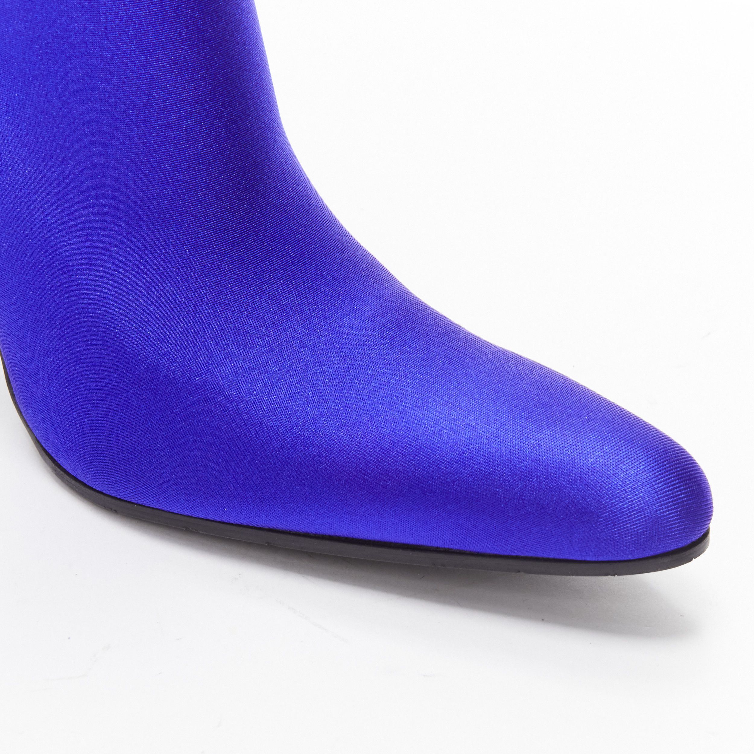 Balenciaga new BALENCIAGA Demna blue lycra high heeled sock boots EU38 Kim Kardashian Size US 8 / IT 38 - 7 Thumbnail
