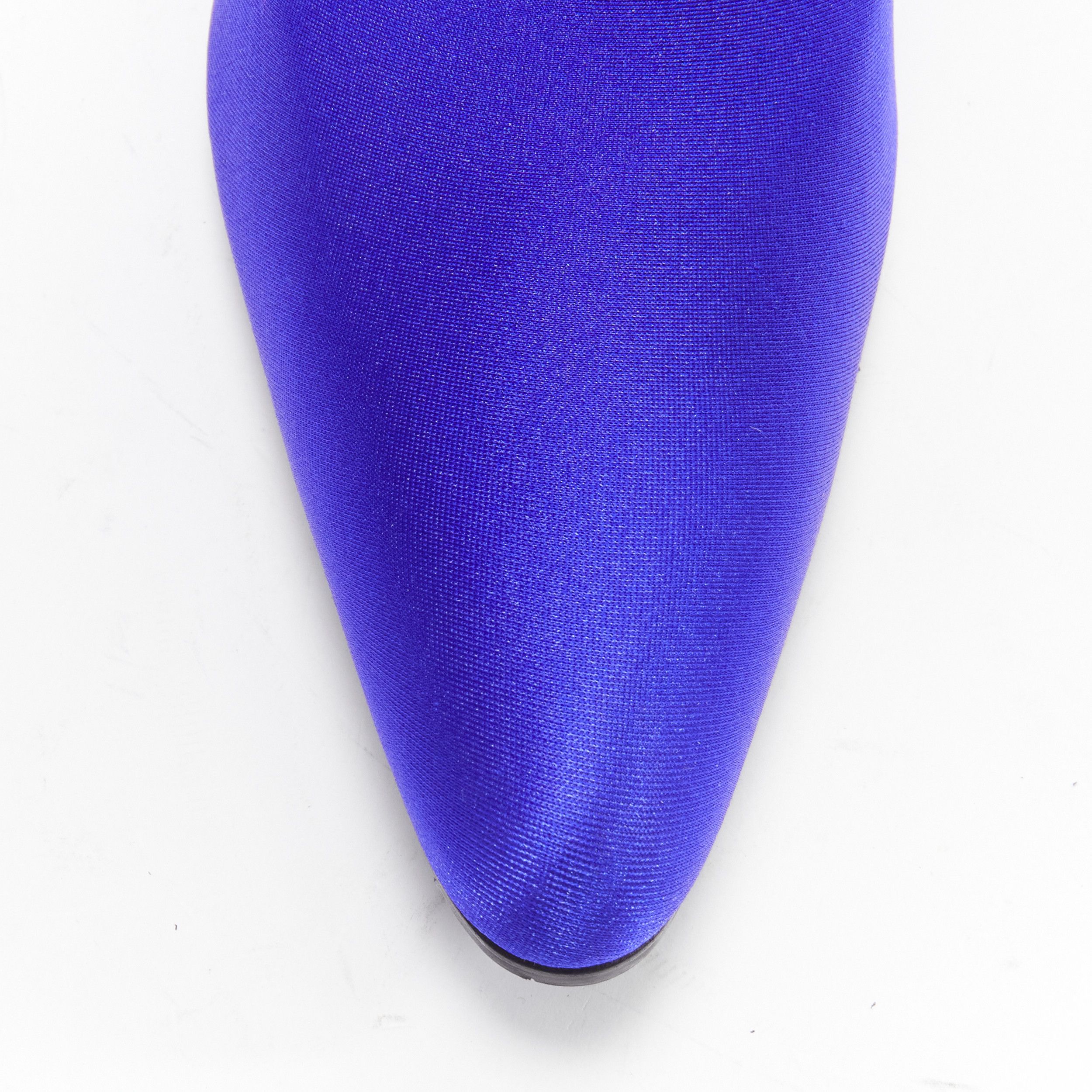 Balenciaga new BALENCIAGA Demna blue lycra high heeled sock boots EU38 Kim Kardashian Size US 8 / IT 38 - 6 Thumbnail
