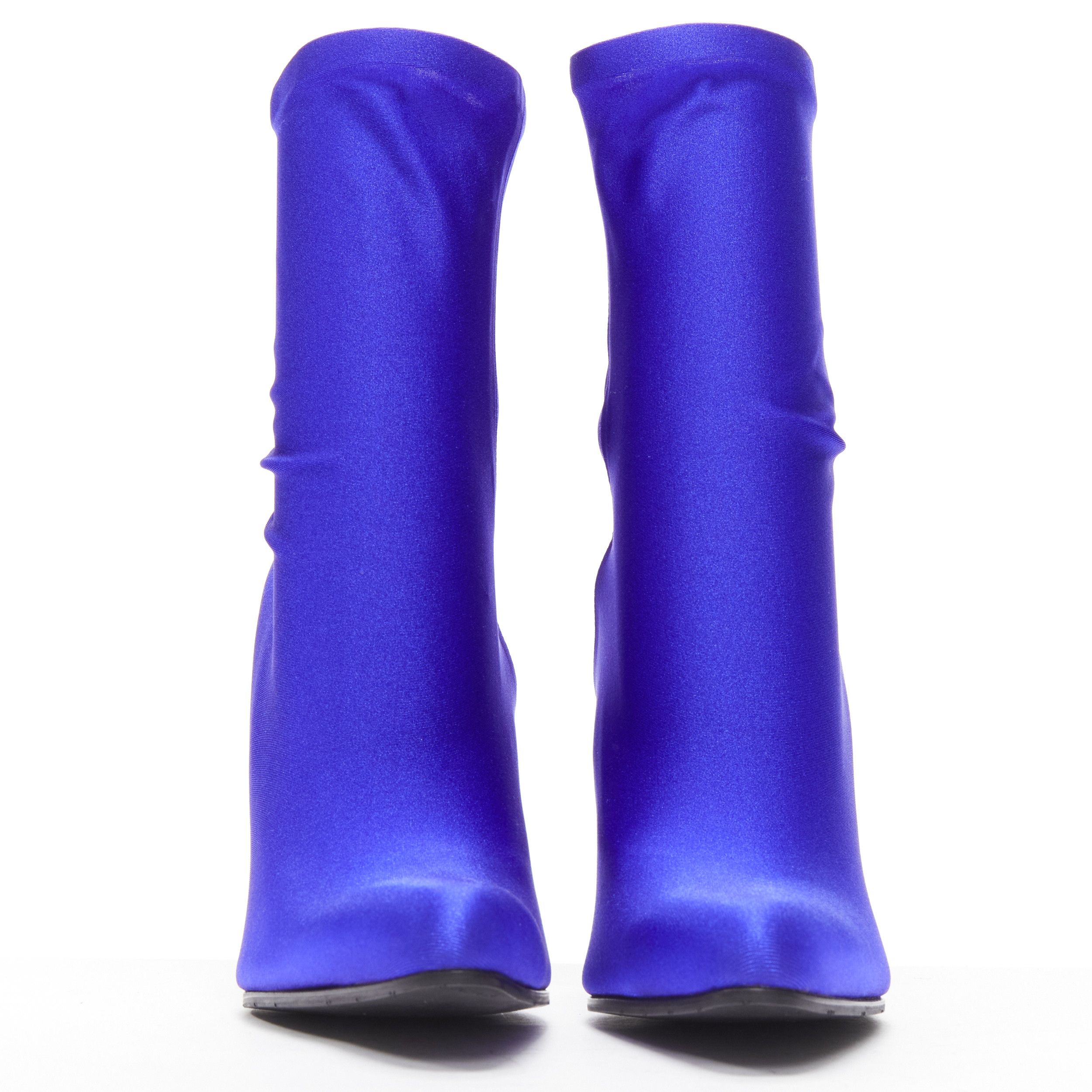 Balenciaga new BALENCIAGA Demna blue lycra high heeled sock boots EU38 Kim Kardashian Size US 8 / IT 38 - 3 Thumbnail