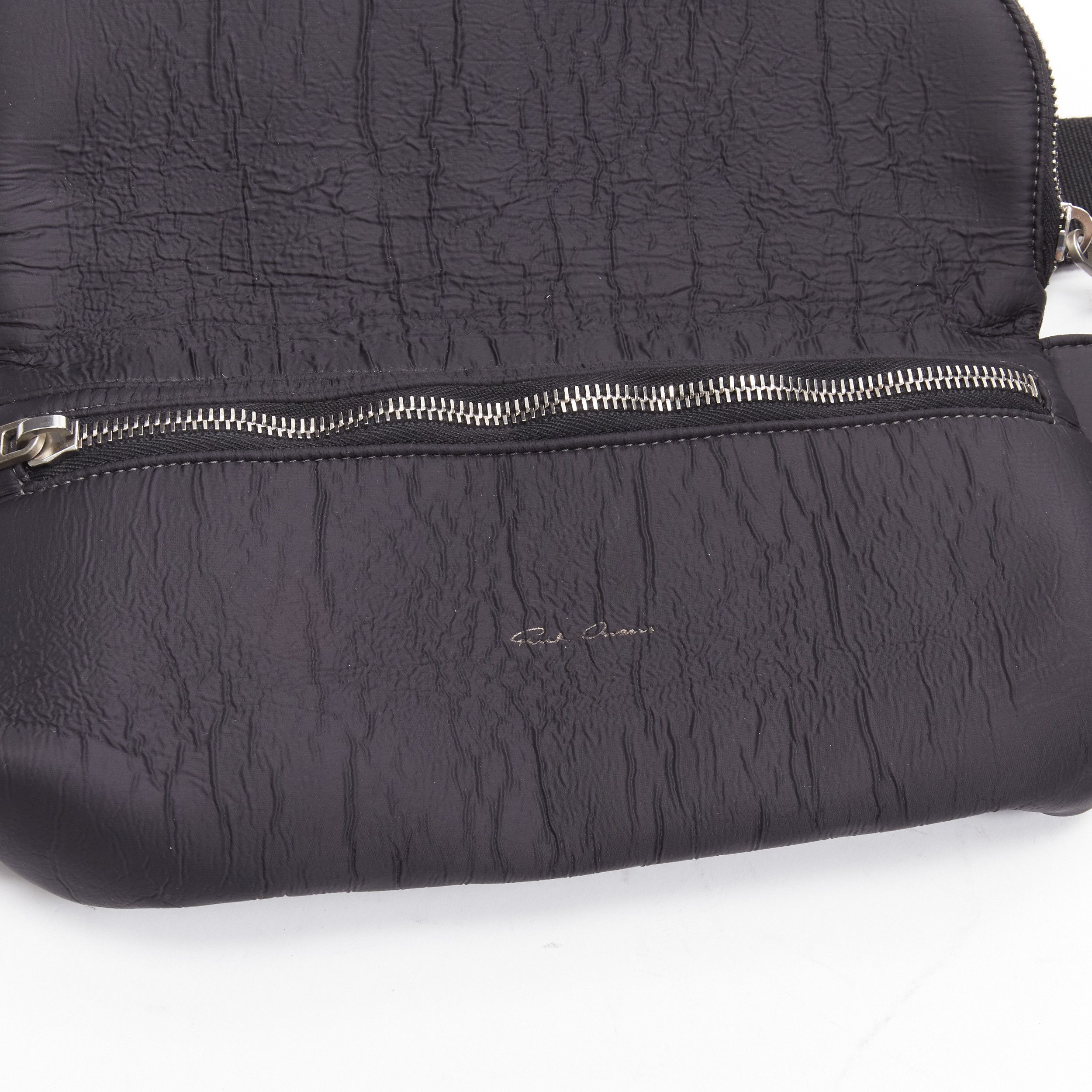 Rick Owens RICK OWENS black blistered neoprene silver zippers crossbody belt bag Size ONE SIZE - 8 Thumbnail