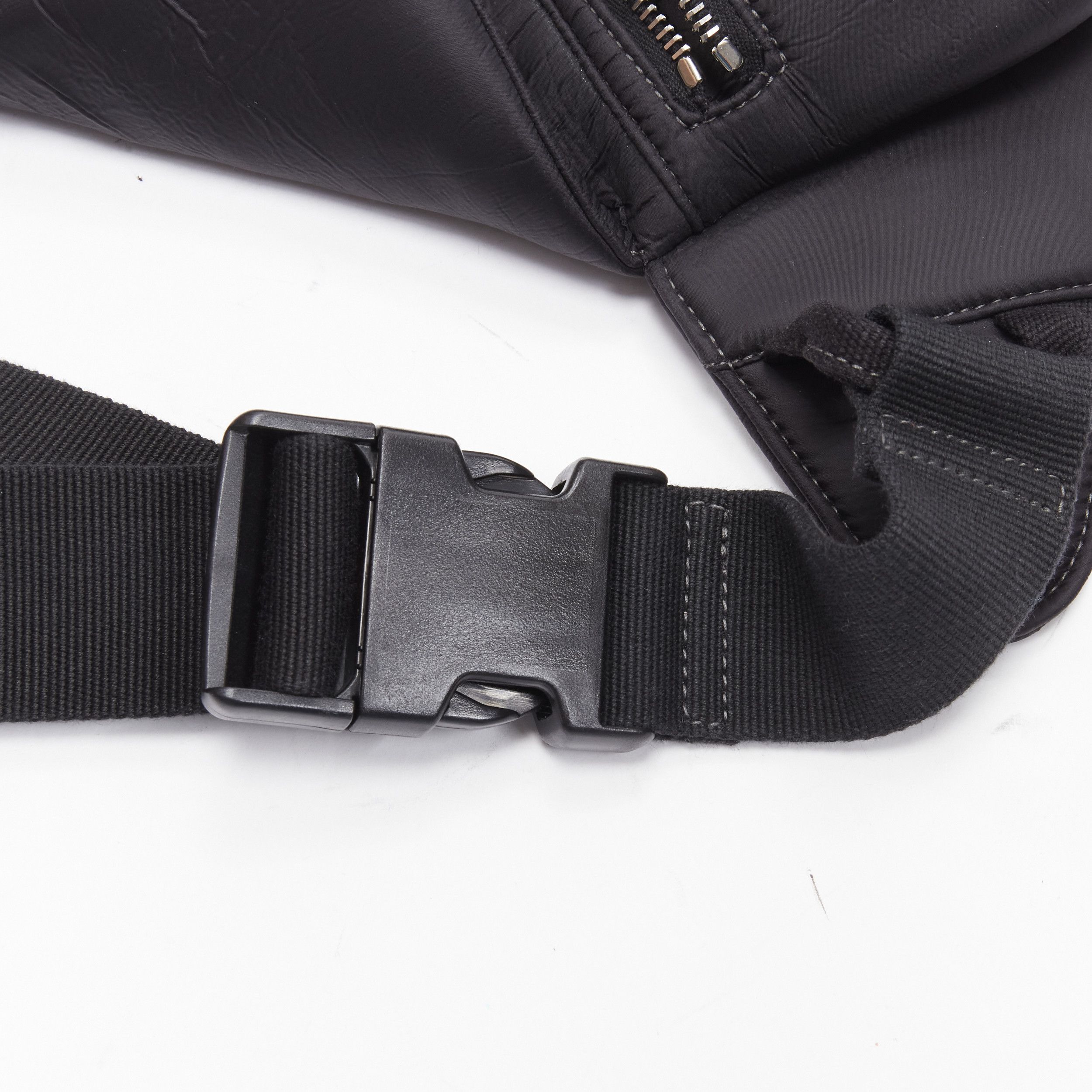 Rick Owens RICK OWENS black blistered neoprene silver zippers crossbody belt bag Size ONE SIZE - 7 Thumbnail
