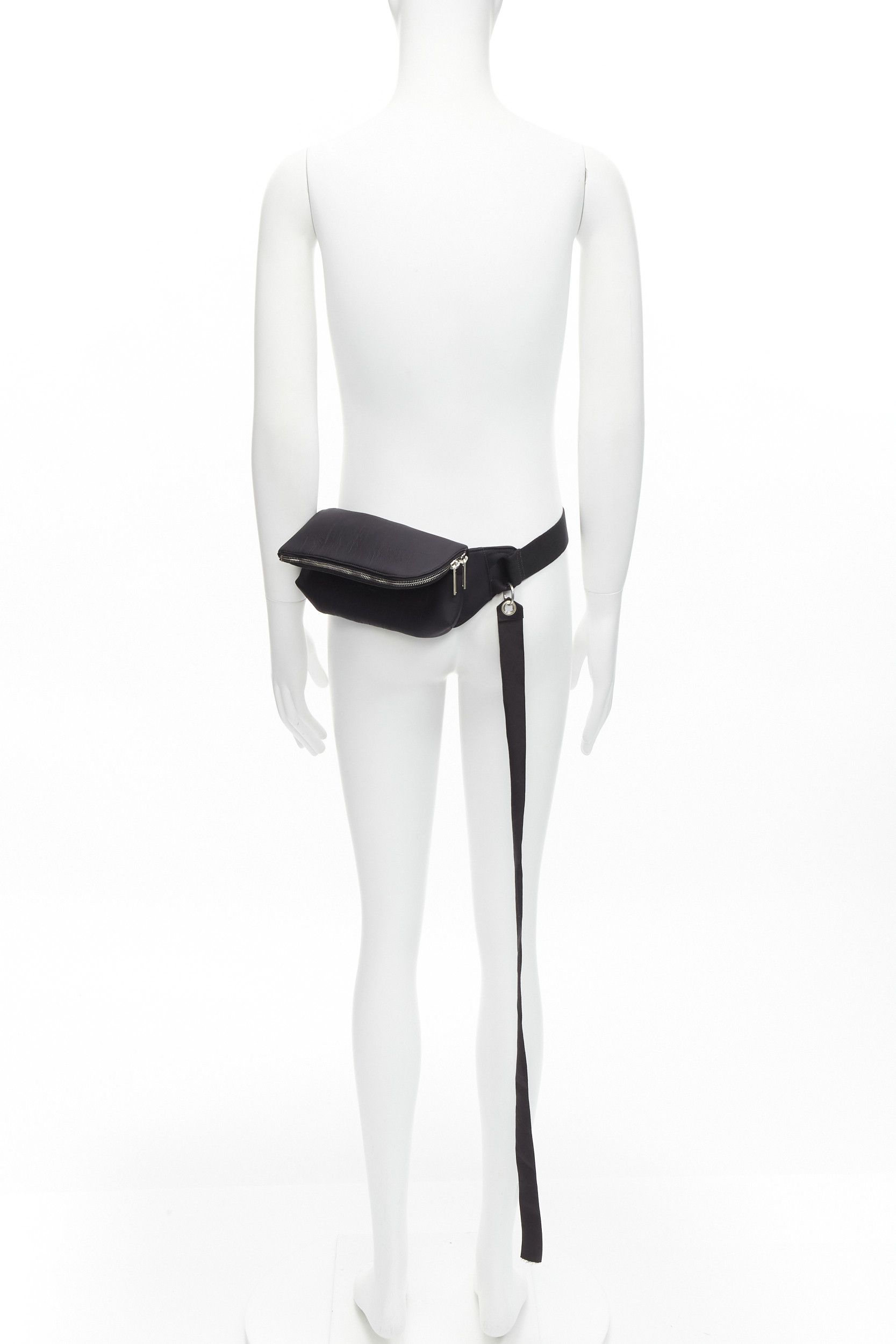 Rick Owens RICK OWENS black blistered neoprene silver zippers crossbody belt bag Size ONE SIZE - 2 Thumbnail