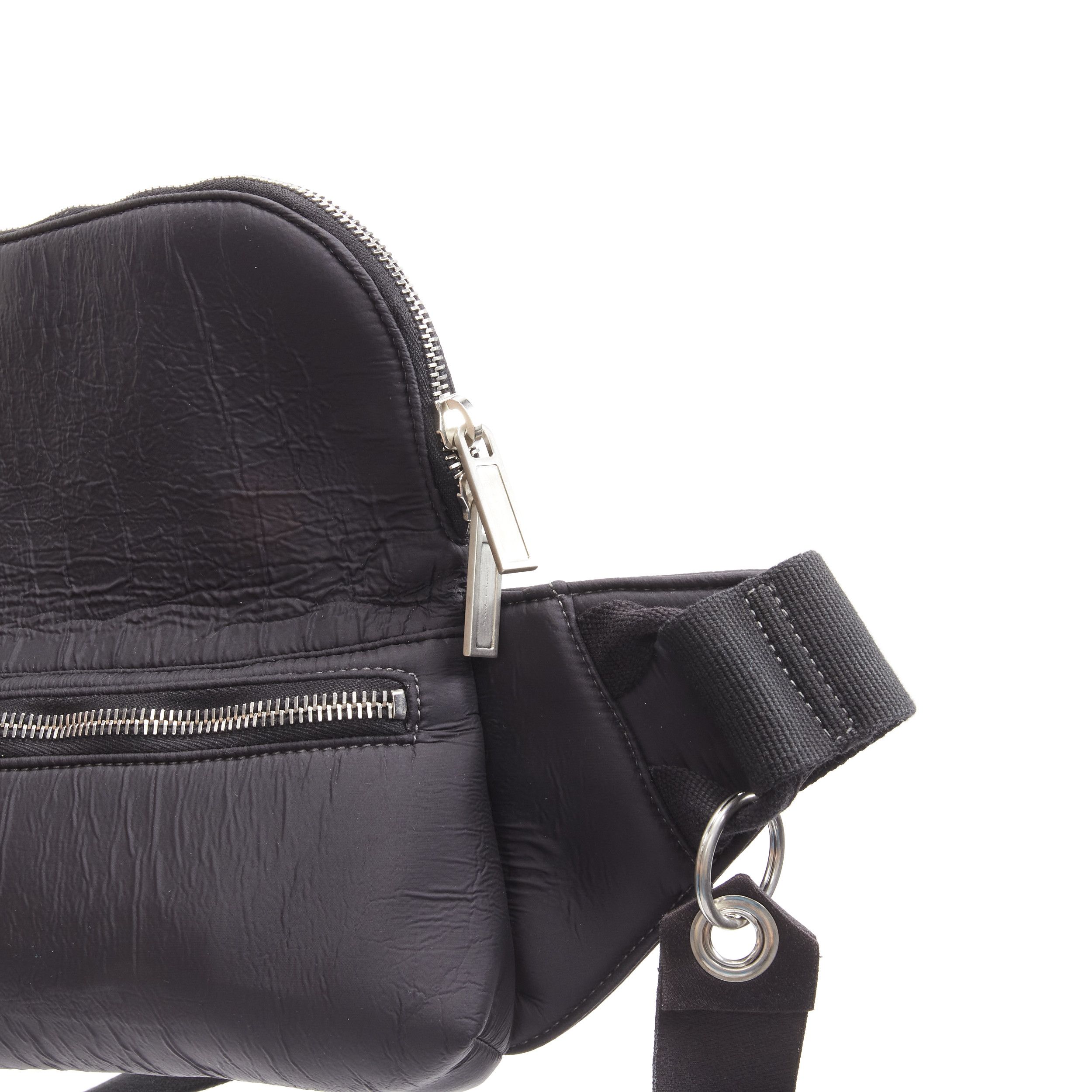 Rick Owens RICK OWENS black blistered neoprene silver zippers crossbody belt bag Size ONE SIZE - 5 Thumbnail