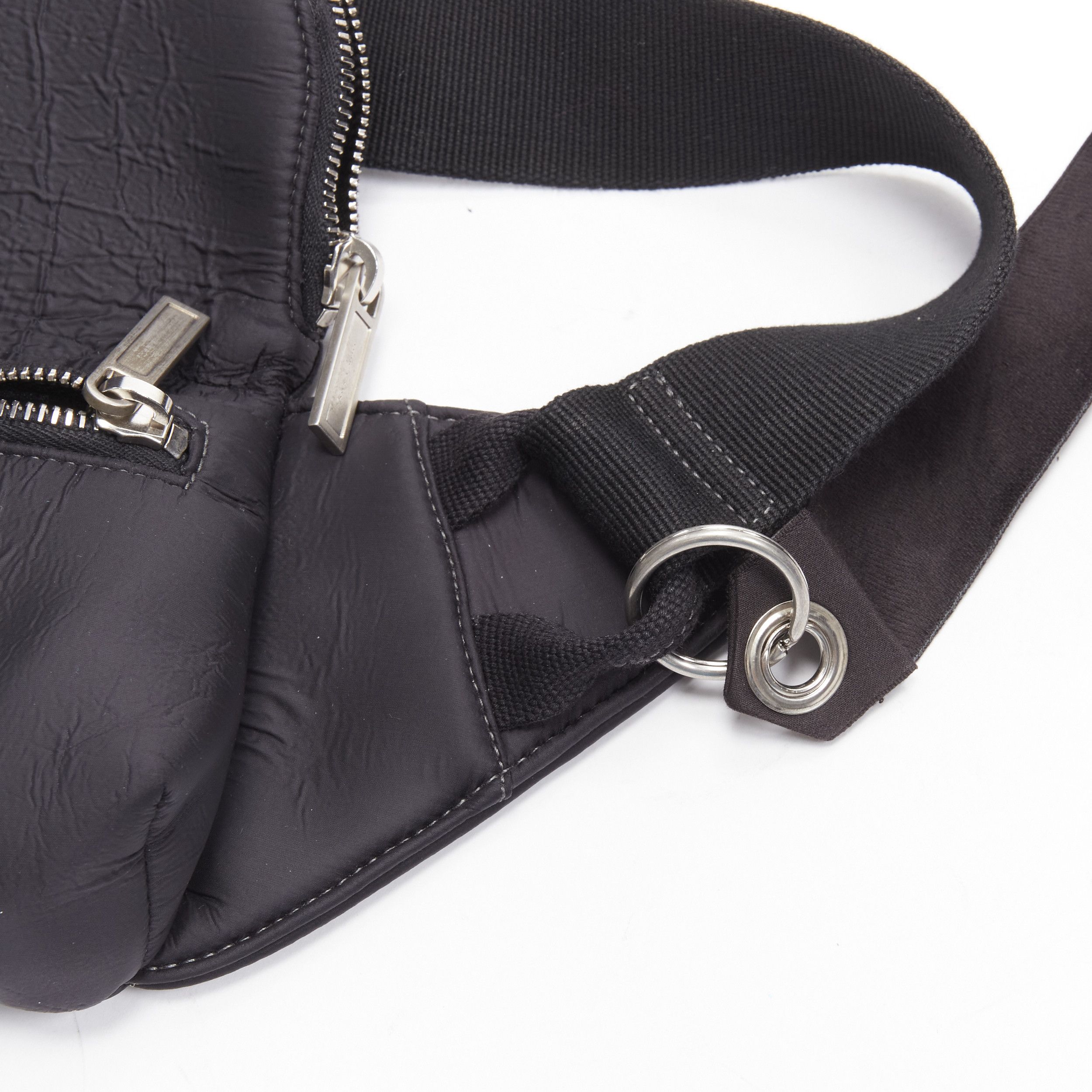Rick Owens RICK OWENS black blistered neoprene silver zippers crossbody belt bag Size ONE SIZE - 4 Thumbnail