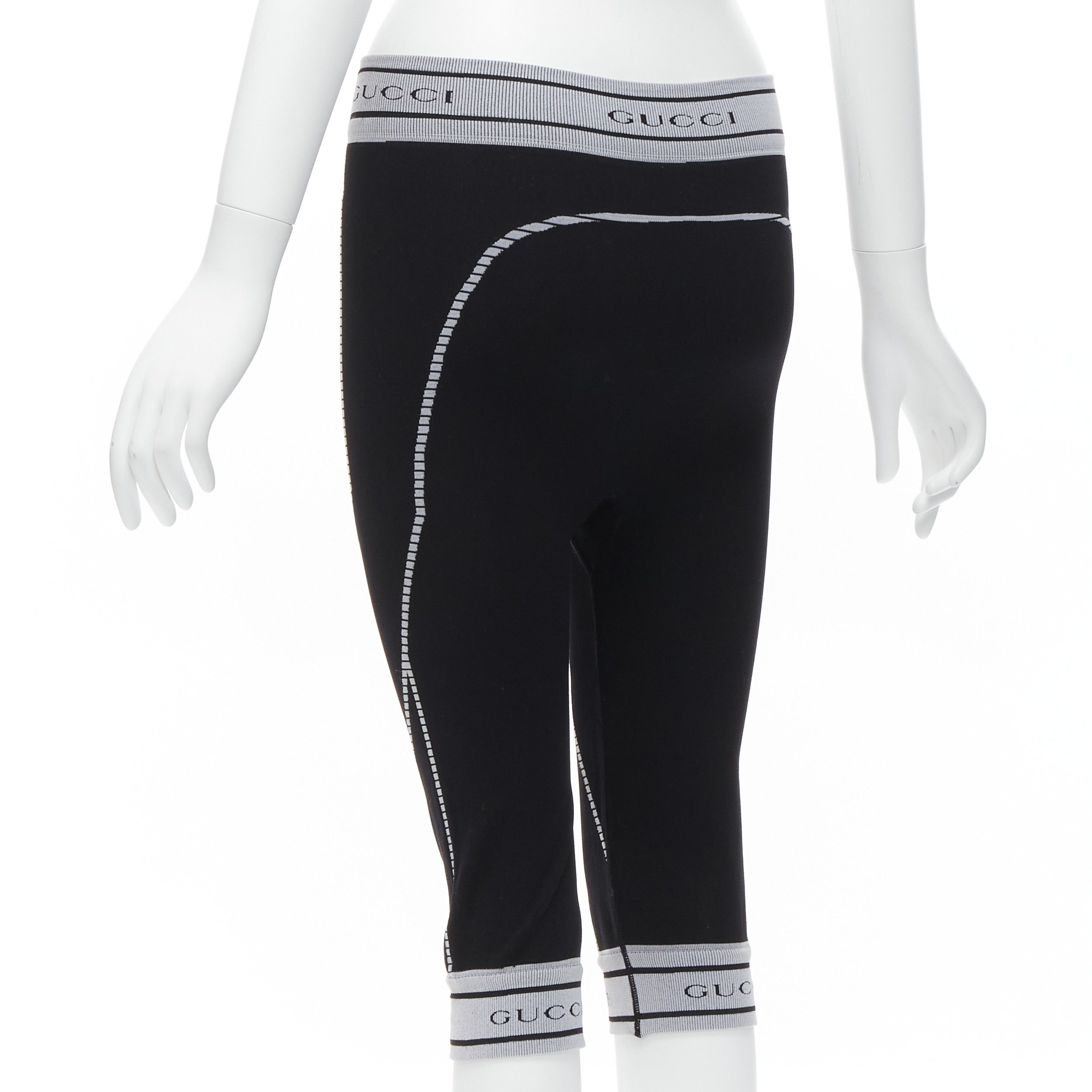 Gucci rare GUCCI Vintage Tom Ford grey GG logo ribbed trim contour seam biker leggings pants S Size 26" / US 2 / IT 38 - 6 Thumbnail