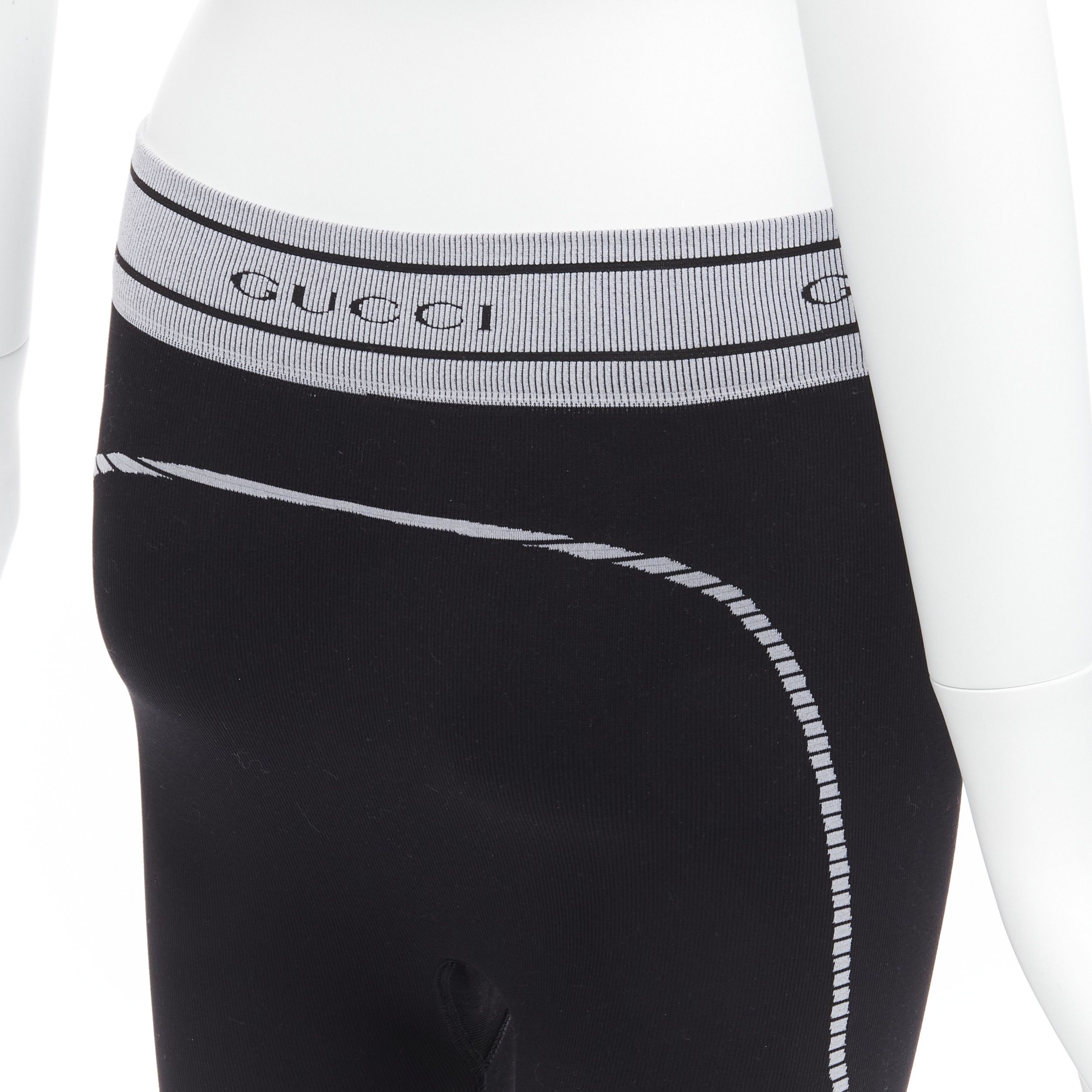 Gucci rare GUCCI Vintage Tom Ford grey GG logo ribbed trim contour seam biker leggings pants S Size 26" / US 2 / IT 38 - 2 Thumbnail