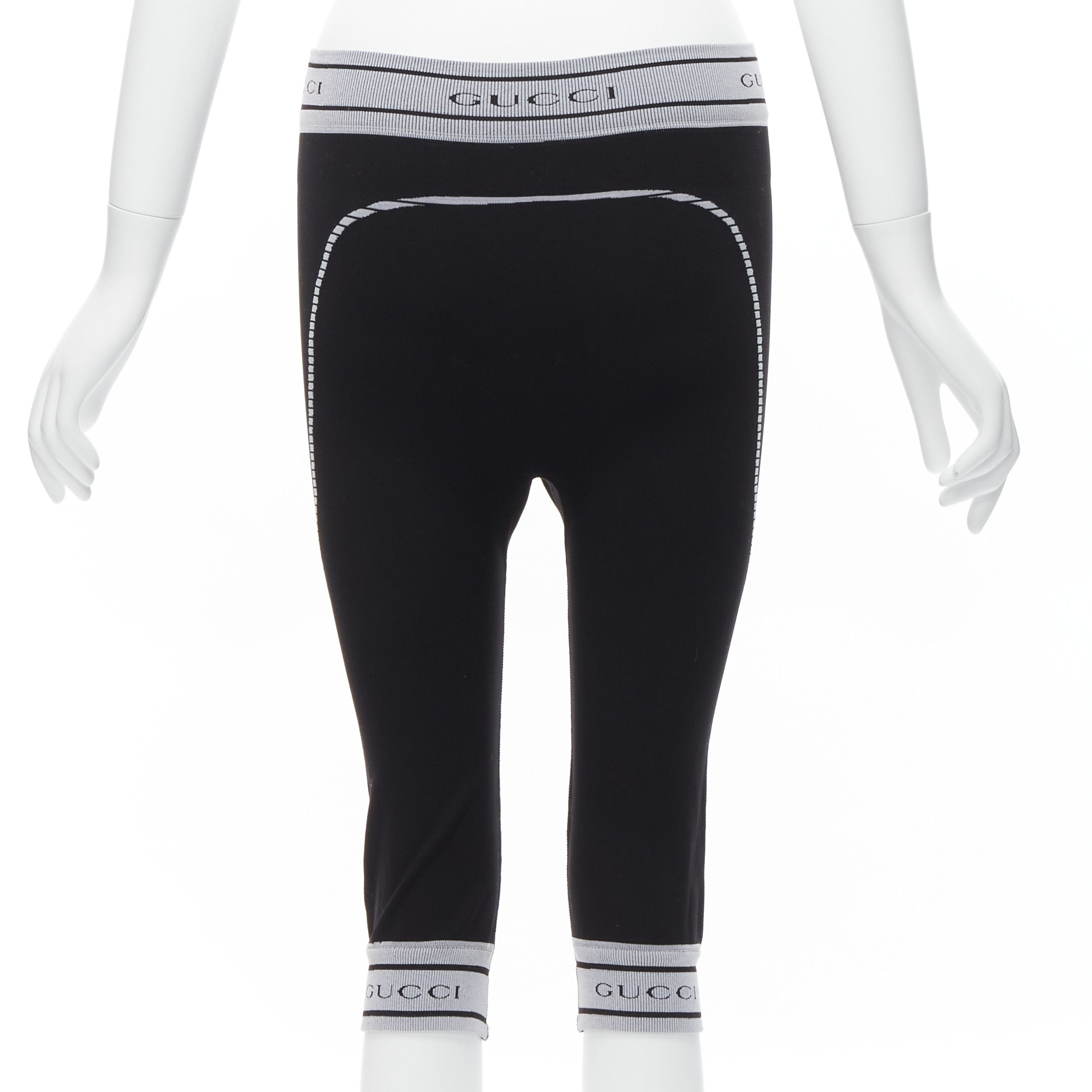 Gucci rare GUCCI Vintage Tom Ford grey GG logo ribbed trim contour seam biker leggings pants S Size 26" / US 2 / IT 38 - 5 Thumbnail