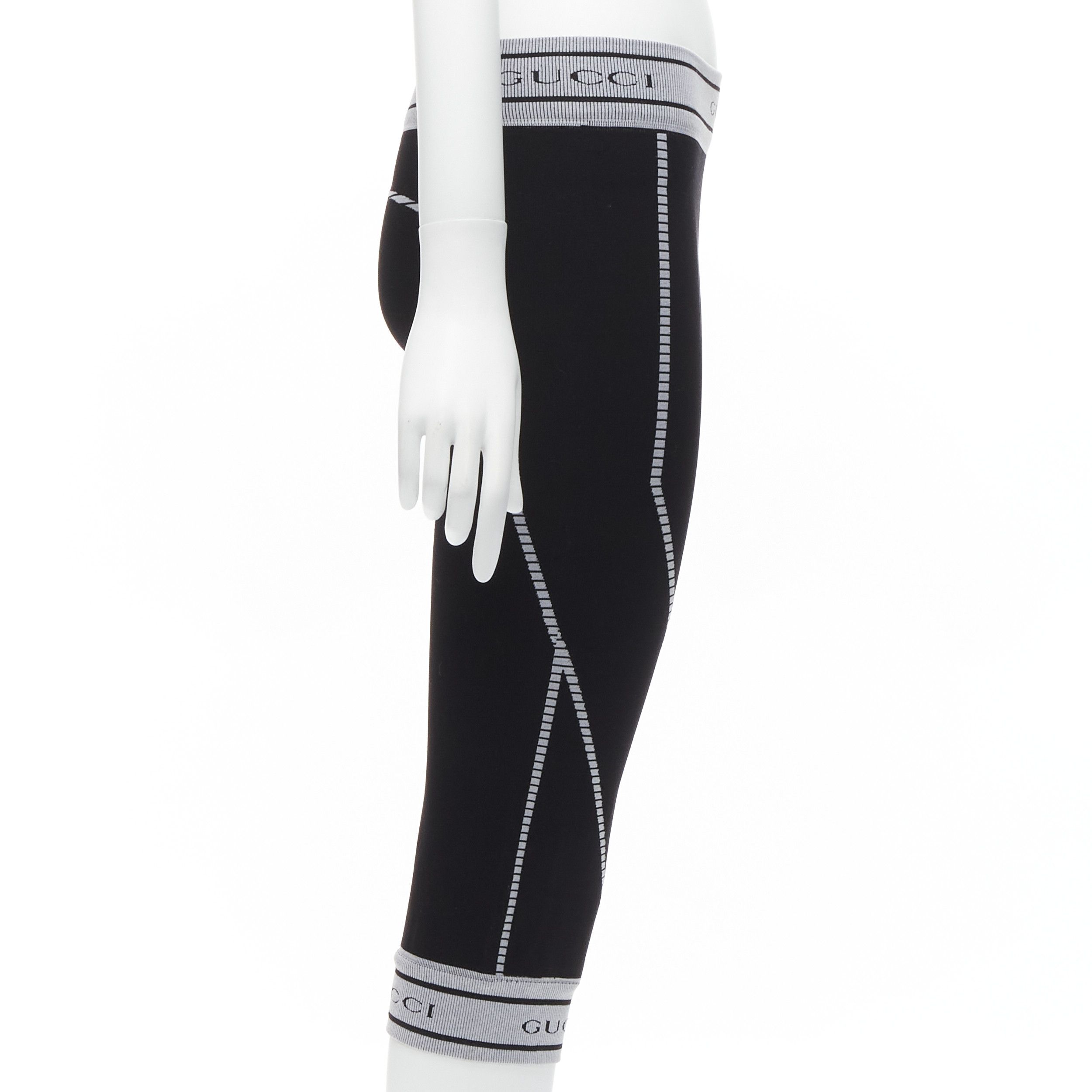 Gucci rare GUCCI Vintage Tom Ford grey GG logo ribbed trim contour seam biker leggings pants S Size 26" / US 2 / IT 38 - 4 Thumbnail