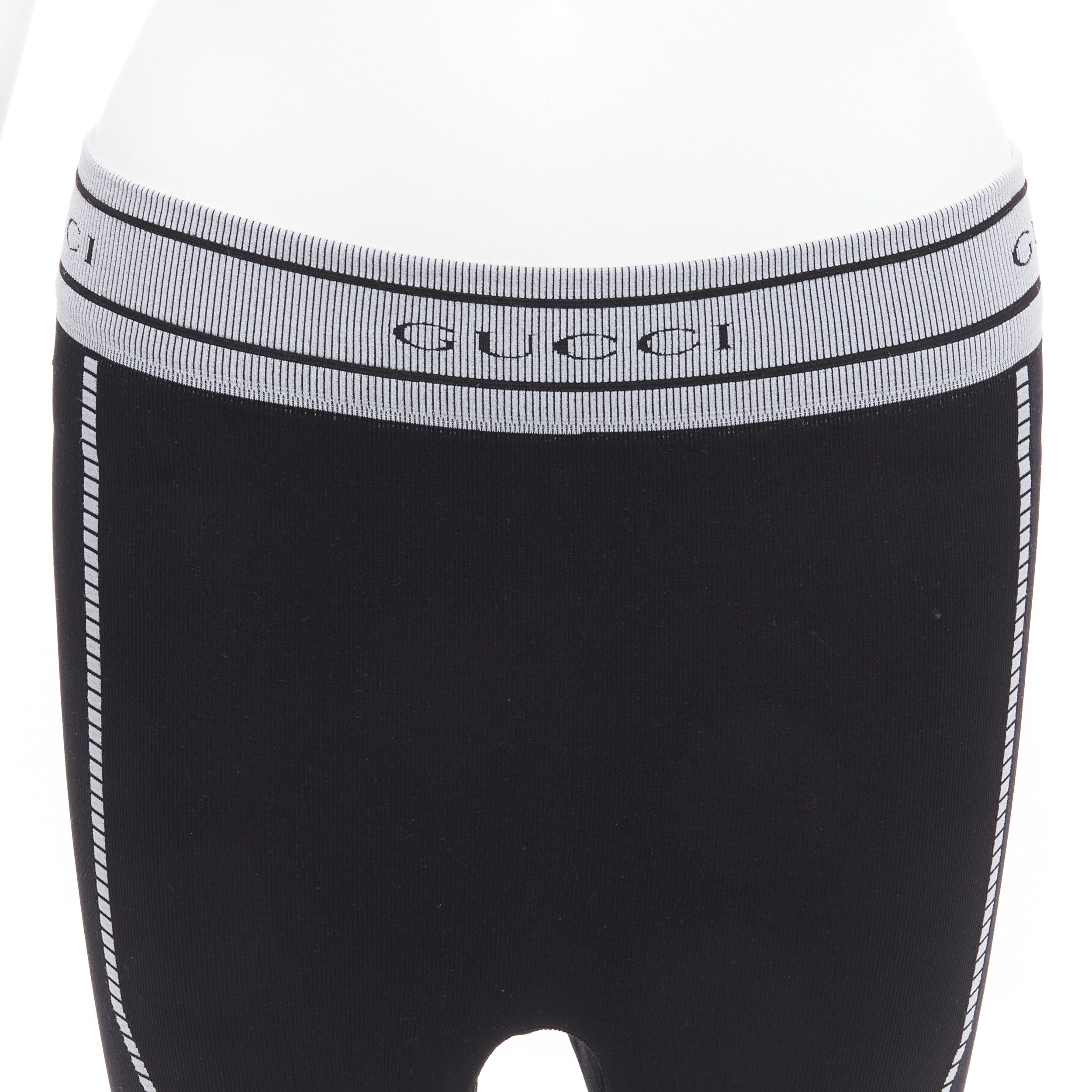 Gucci rare GUCCI Vintage Tom Ford grey GG logo ribbed trim contour seam biker leggings pants S Size 26" / US 2 / IT 38 - 7 Thumbnail