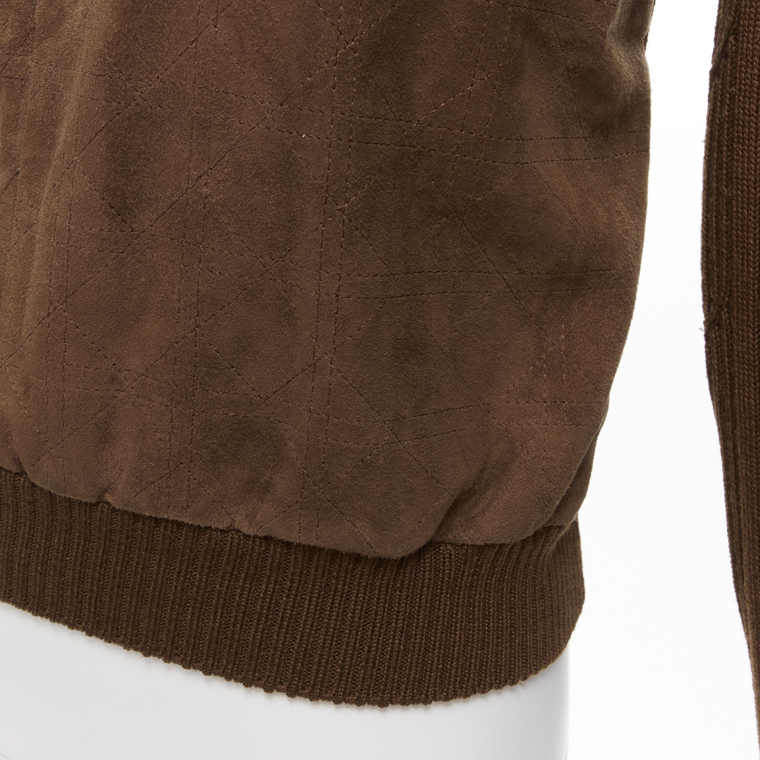 Dior CHRISTIAN DIOR Vintage Cannage stitch brown suede leather ribbed half zip sweater Size S / US 4 / IT 40 - 7 Thumbnail