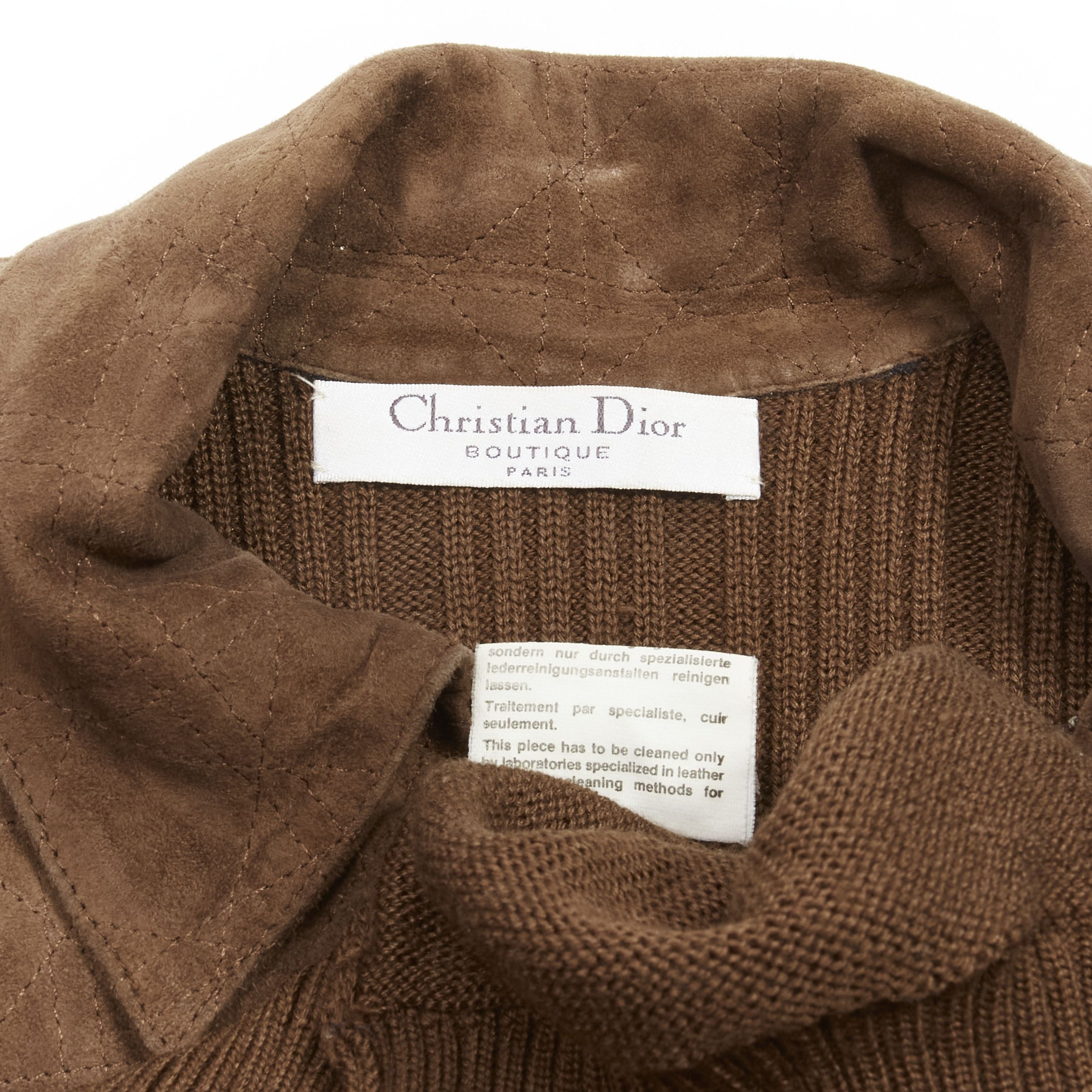 Dior CHRISTIAN DIOR Vintage Cannage stitch brown suede leather ribbed half zip sweater Size S / US 4 / IT 40 - 9 Thumbnail