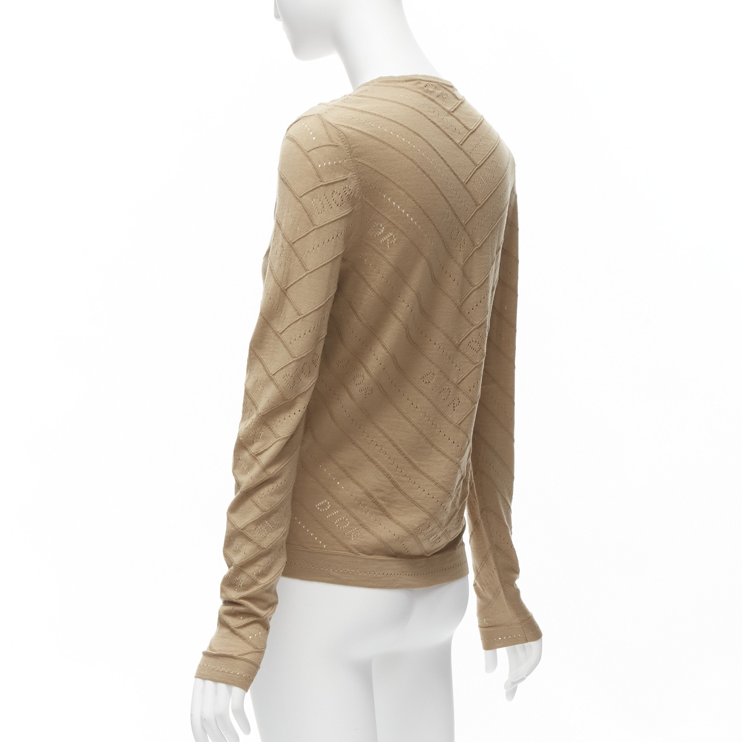 Dior CHRISTIAN DIOR Vintage Galliano brown Dior logo Pointelle knit cardigan FR36 S Size S / US 4 / IT 40 - 7 Thumbnail